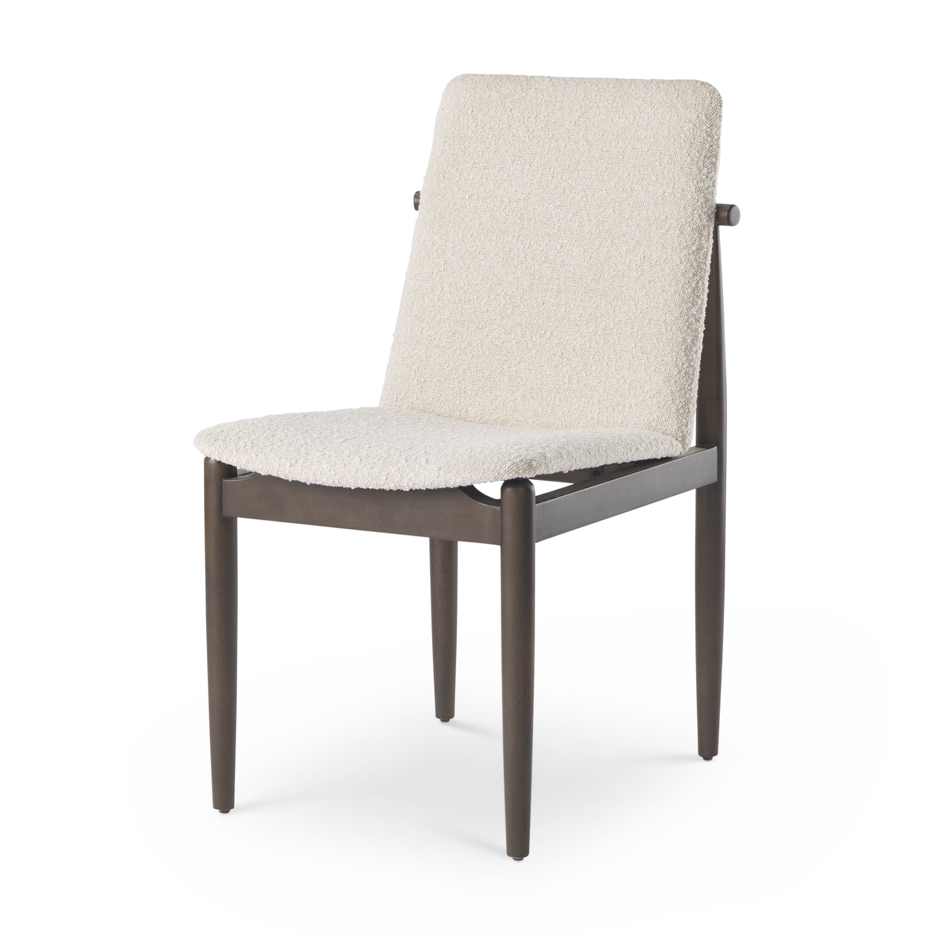 Cavett Curved Back Dining Side Chair | Cream Boucle w/ Dark Wood — product photograph