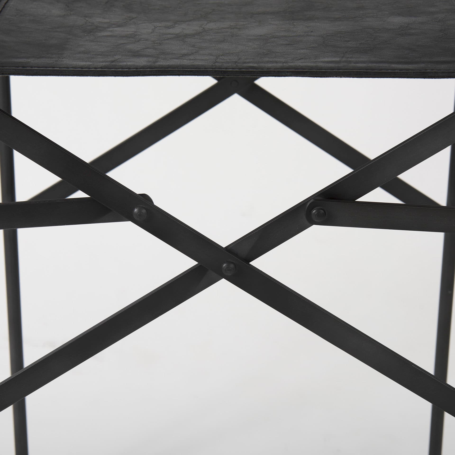Direttore Backless 40.2in Seat Bar Stool | Black Leather w/ Black Iron — product photograph