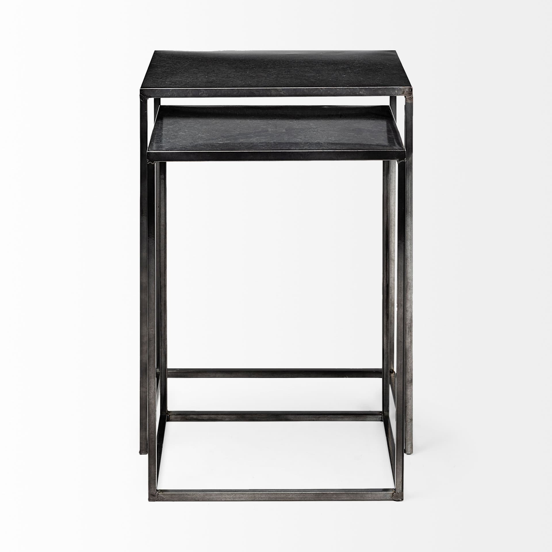 Kasey (Set of 2) 17.7L x 12.6W x 24.4H Galvanized Metal Nesting Accent Tables — product photograph
