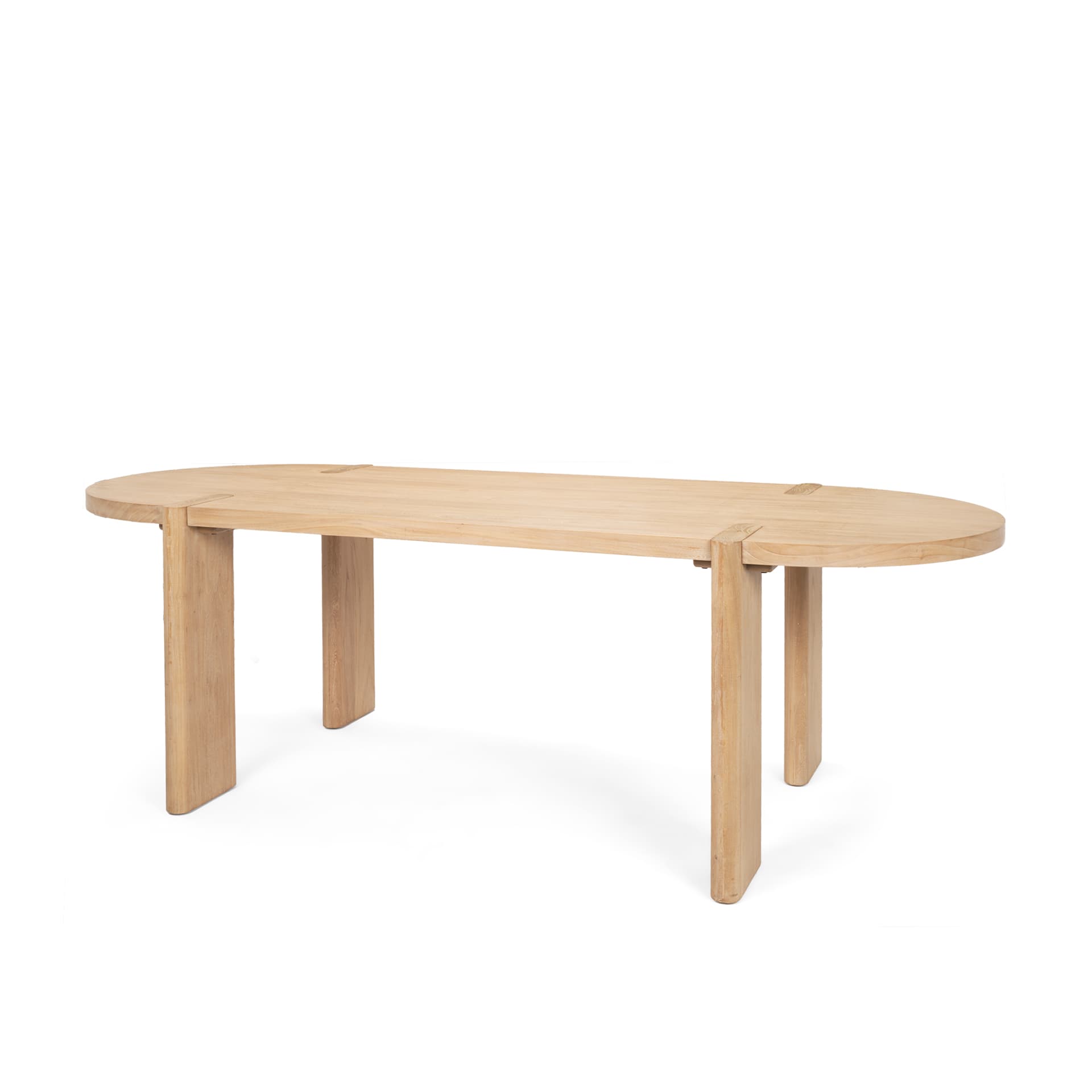 Sohan 91"L x 38"W Oval Dining Table | Light Brown Wood | Seats 8 — product photograph