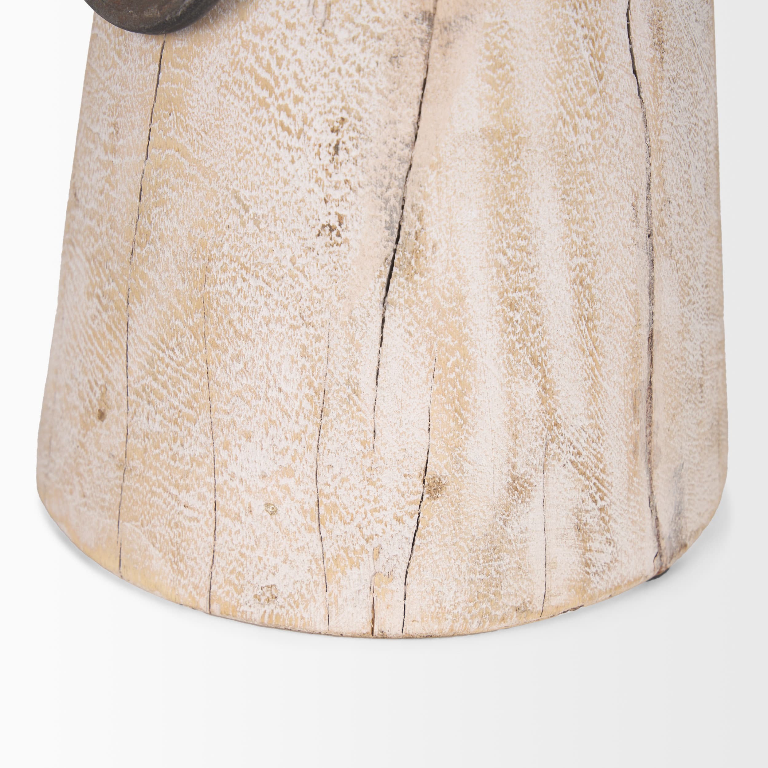 Monique Large Light Brown w/ Handles Wood Pot — product photograph
