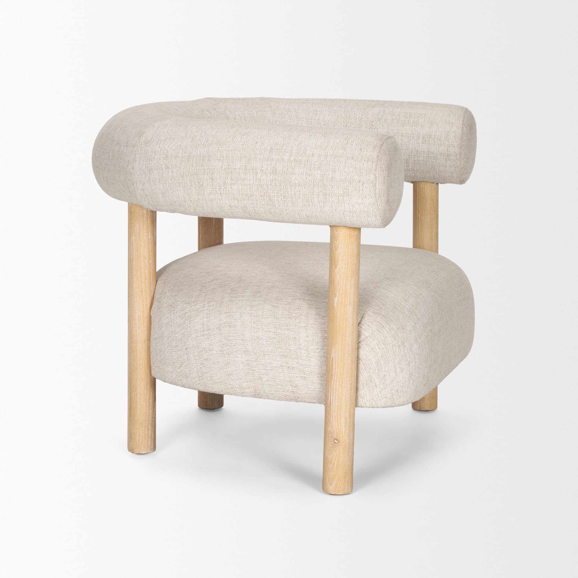 Gianna Open Back Light Brown Wood w/ Oatmeal Fabric Accent Chair — product photograph