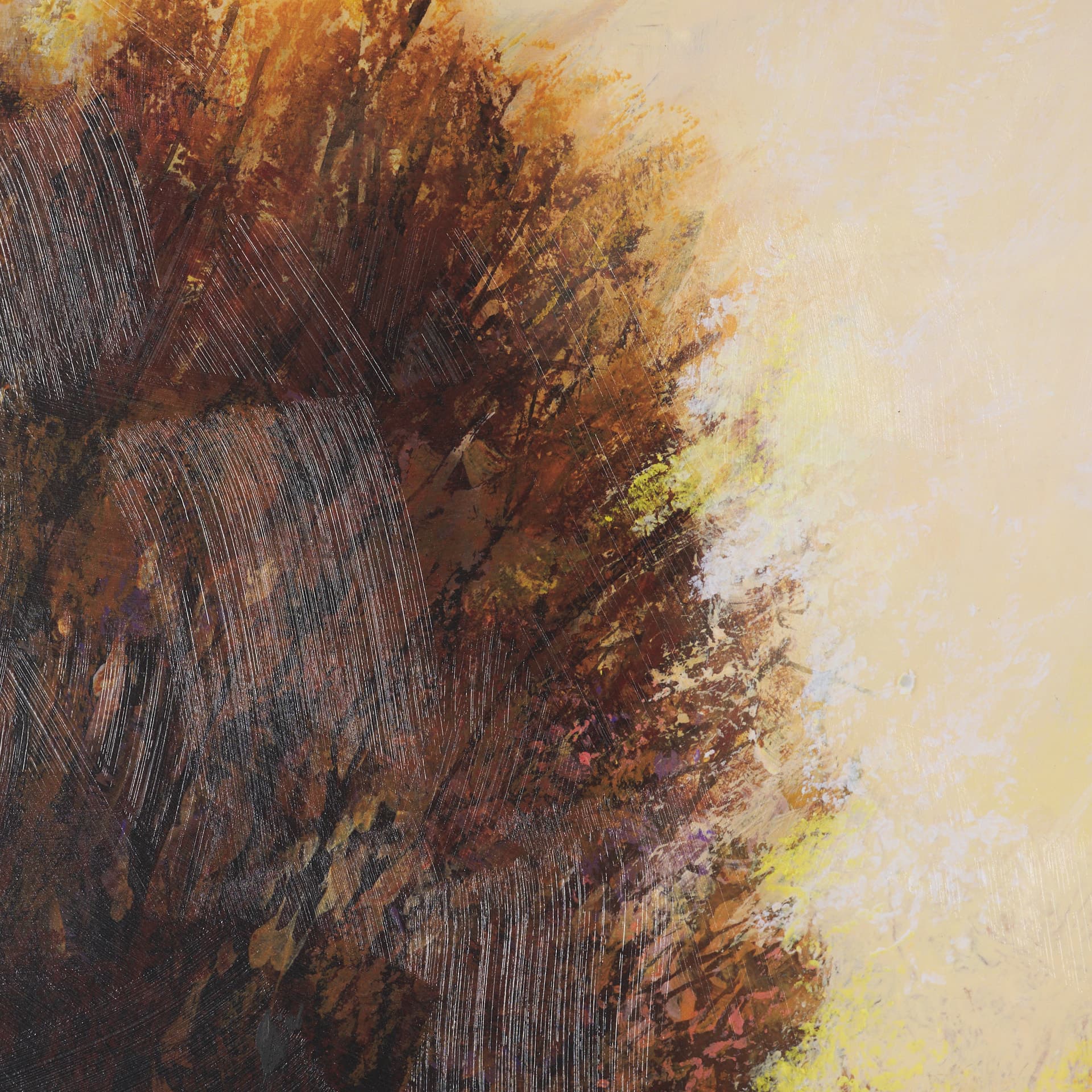 Golden Quiet II by Mercana Studio Hand-Embellished Textured Framed Artwork Matted under Glass — product photograph