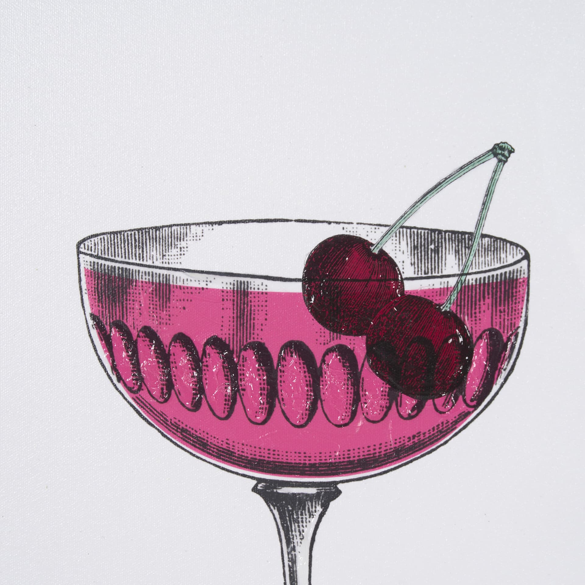 Vintage Cocktails-Cosmo by Gwen Aspell Hand Embellished Textured Framed Art Print Matted under Glass — product photograph