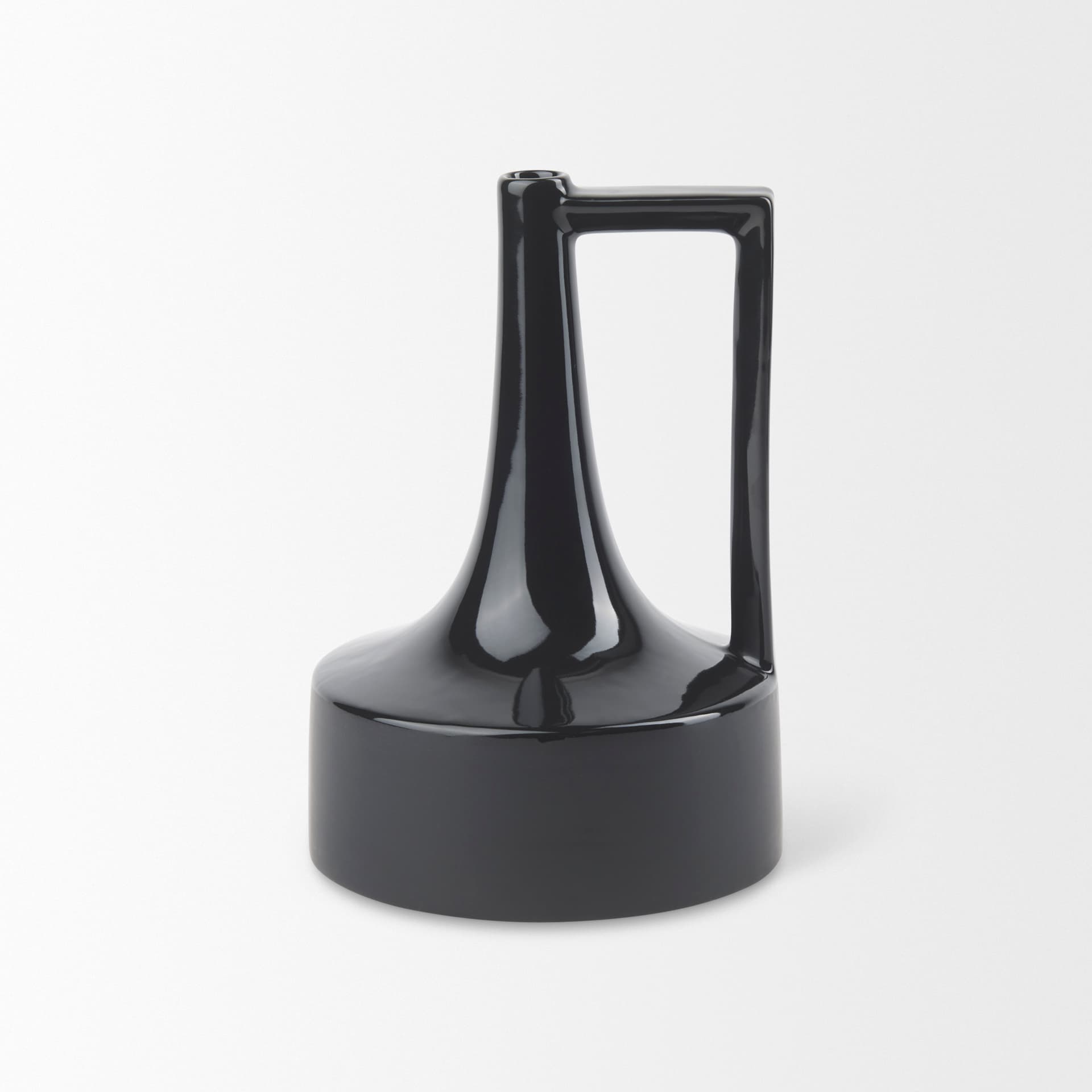 Burton 11.6H Medium Glossy and Matte Black Ceramic Jug Vase — product photograph