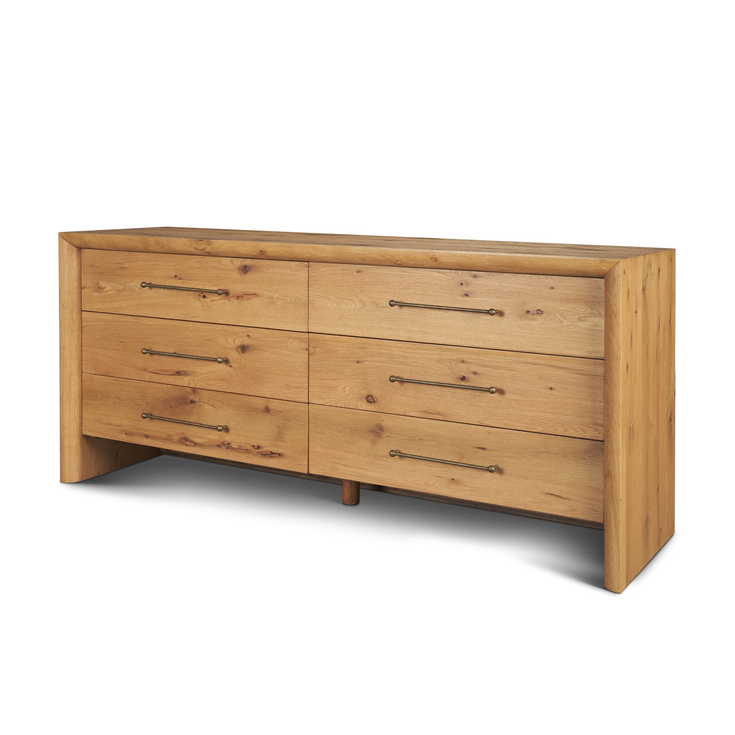 Belford 6-Drawer Light Brown Oak Wood Dresser — product photograph
