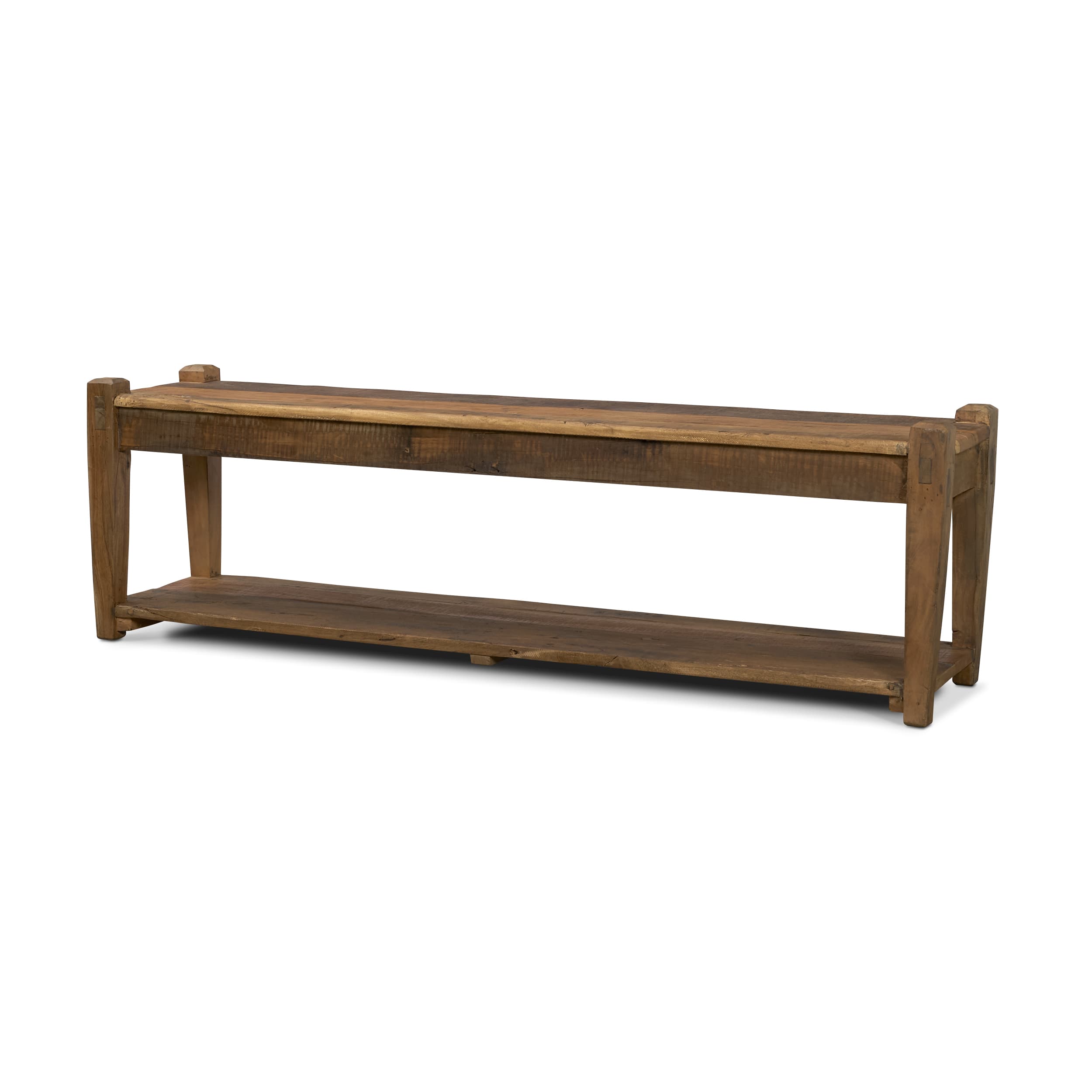 Ashwick Dark Brown Reclaimed Wood Bench — product photograph