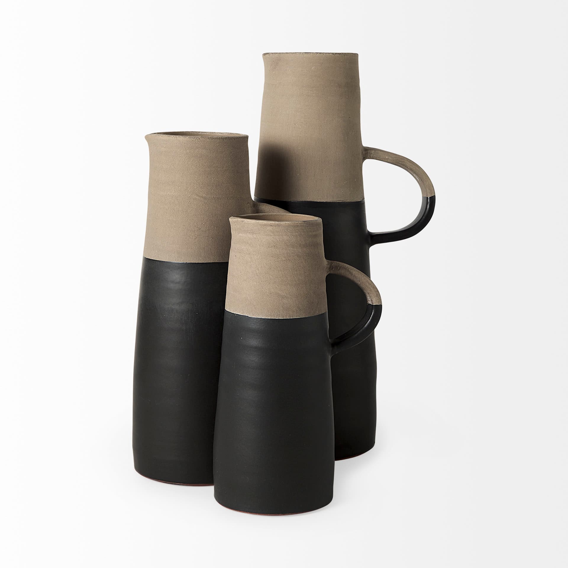 Garand Large 18.8H Two-Toned Black/Natural Ceramic Jug — product photograph