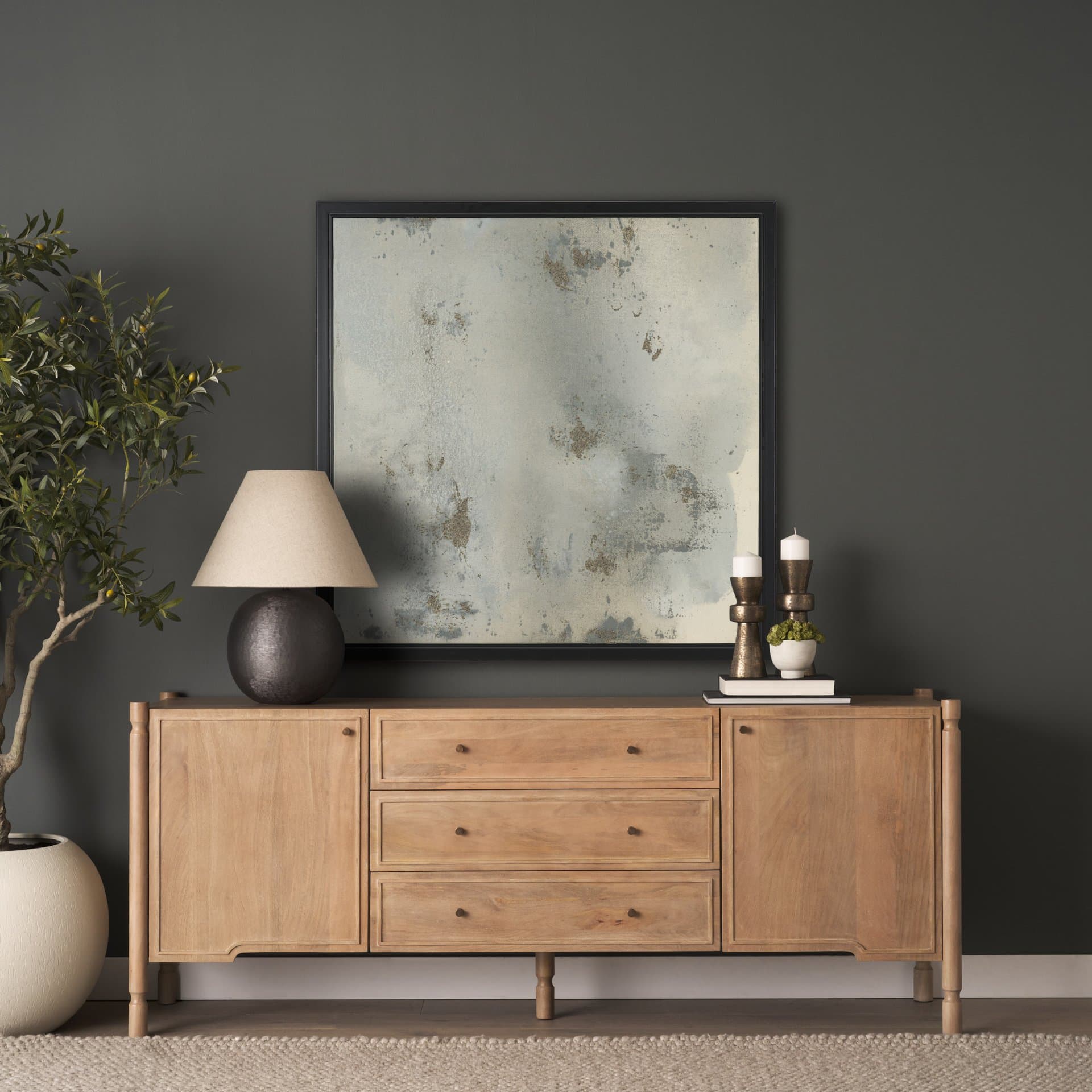 Surrender by Ira Havuka Hand-Embellished Textured Framed Canvas Artwork — in a styled room