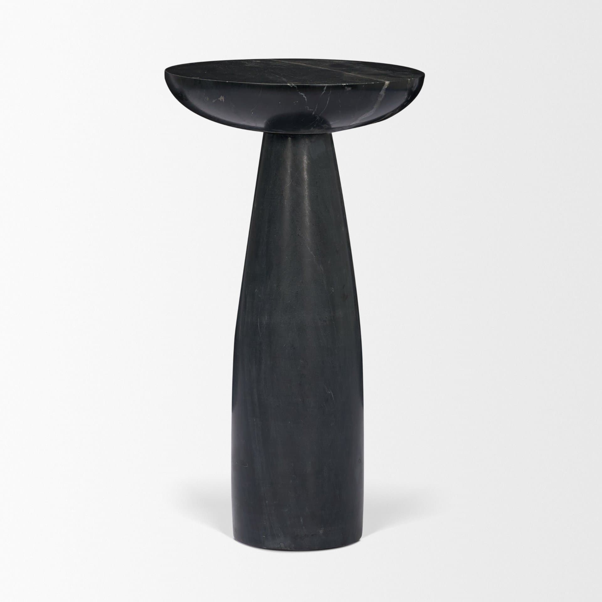 Bellancia Nero Black Marquina Marble Pedestal Side Table — product photograph