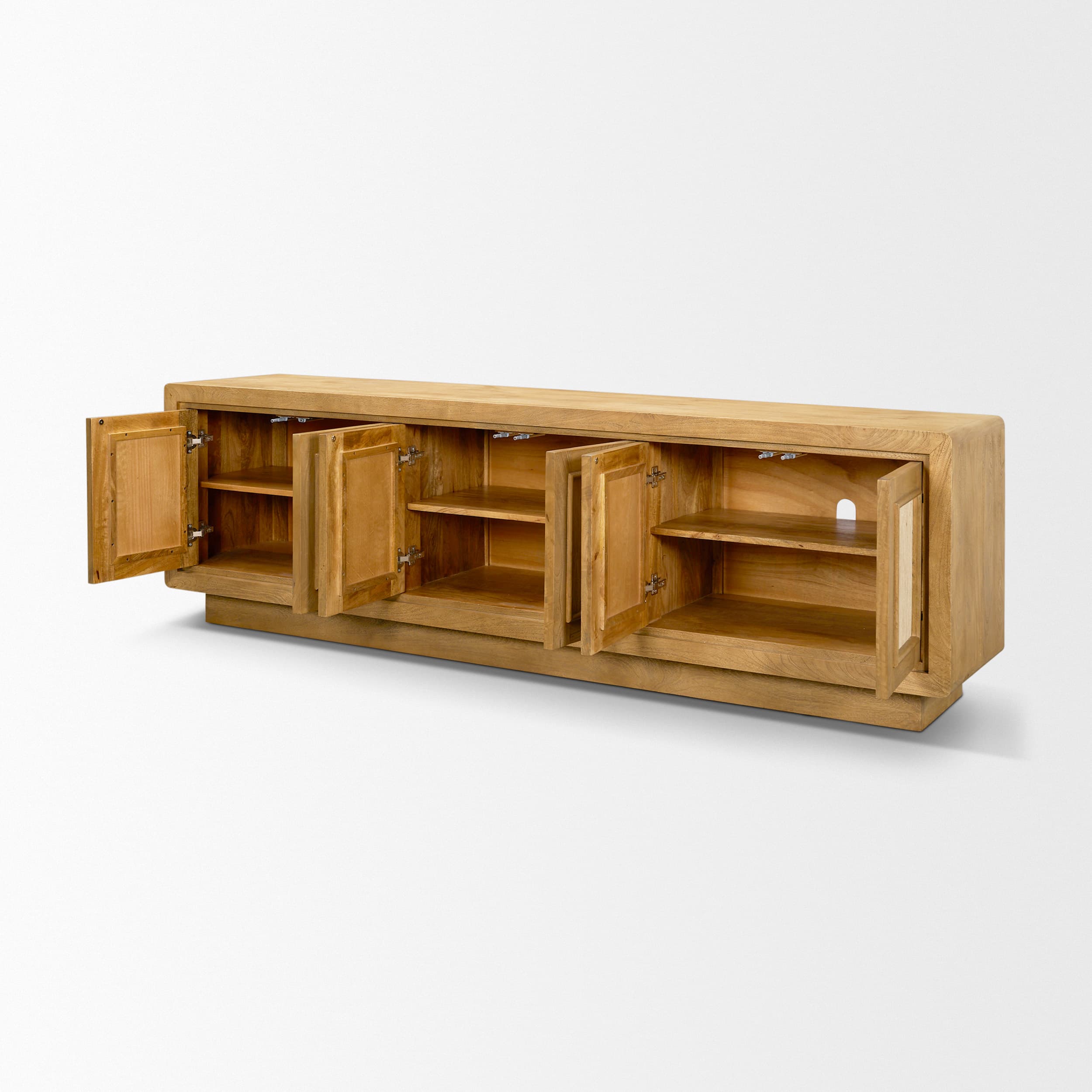 Valterra Light Brown Wood w/ Travertine 6 Door Media Console — product photograph