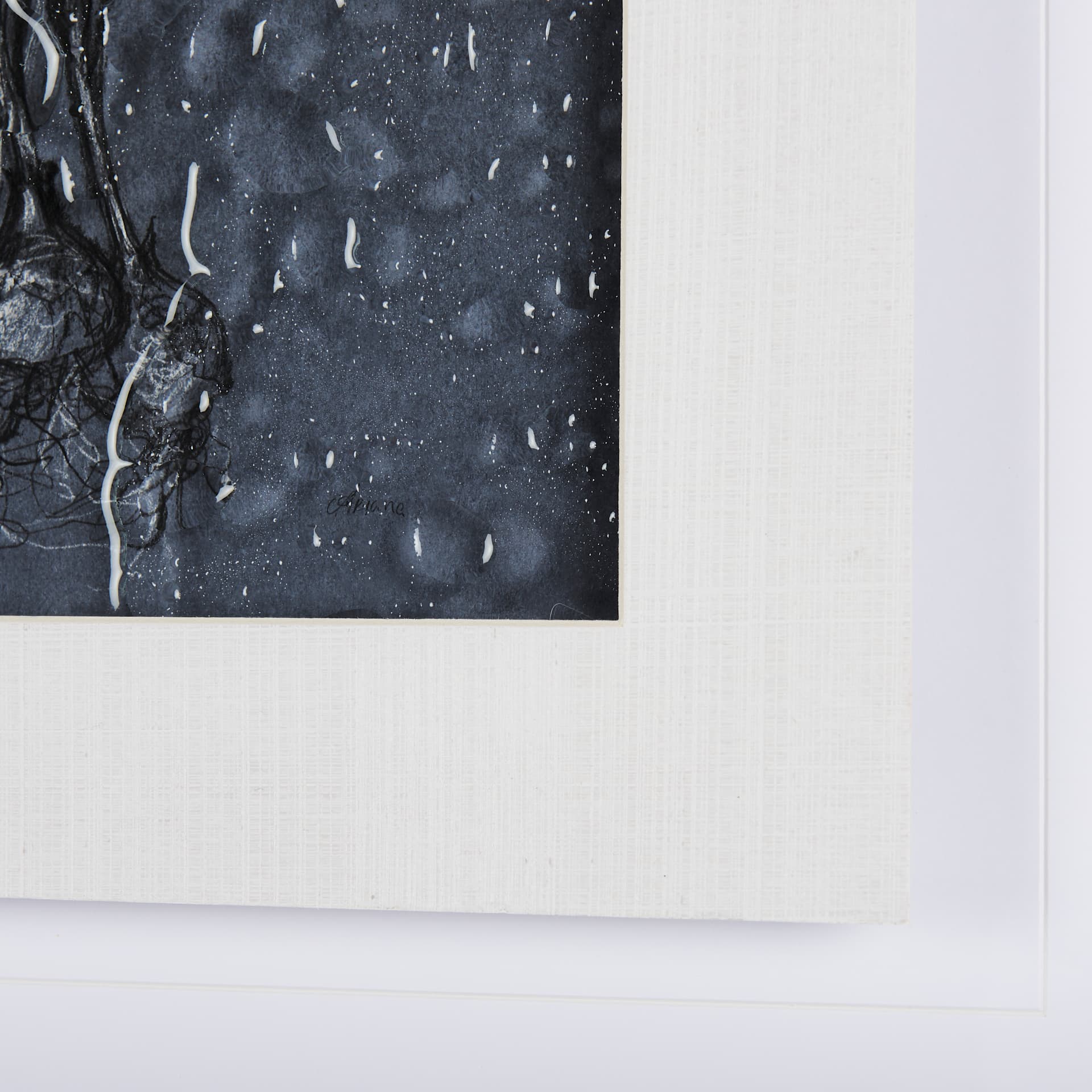 Botanical sketches I (Blue) by Mercana Studio Hand Embellished Framed Art Print Matted under Glass — product photograph