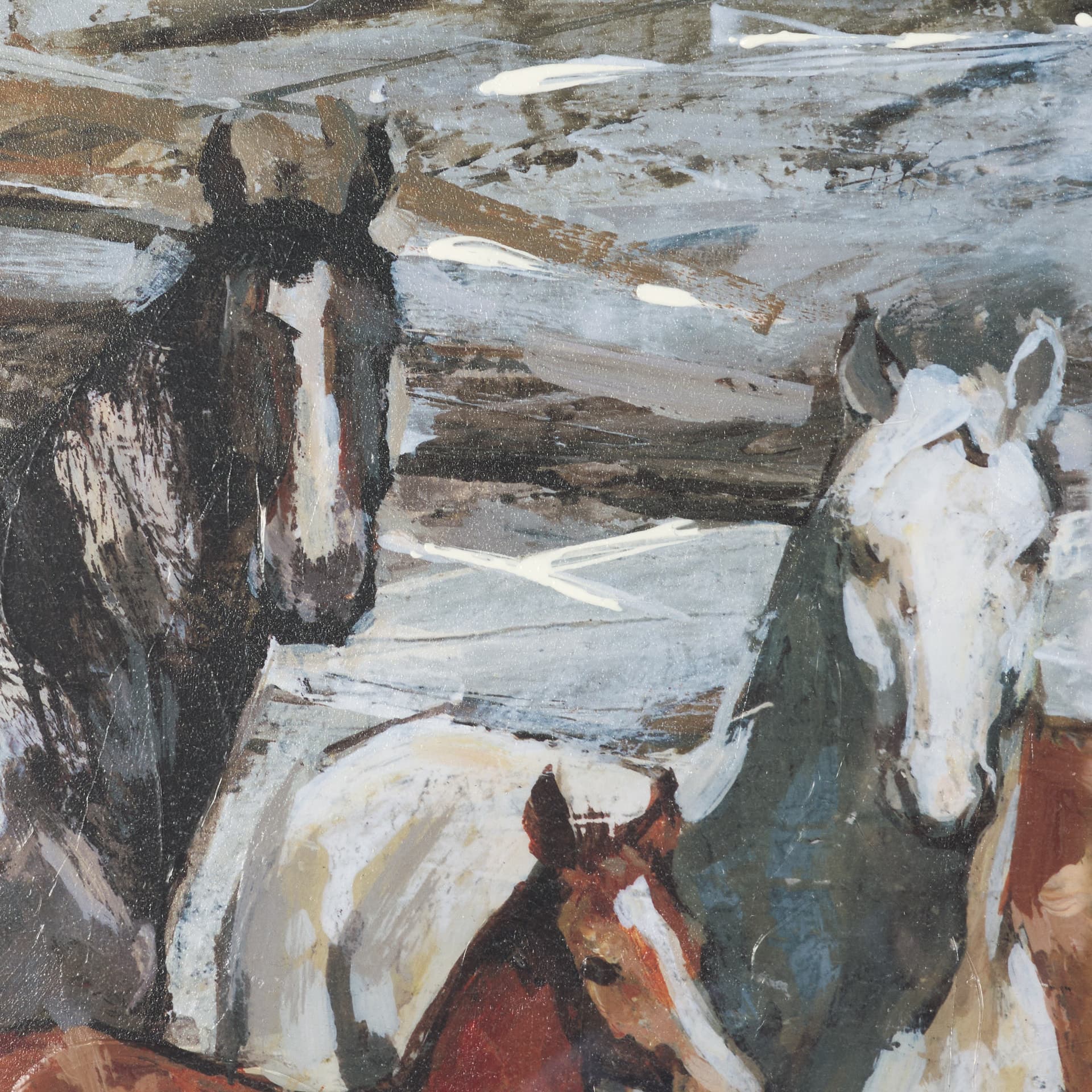 Equine Echoes III by Mercana Studio Hand Embelished Textured Framed Artwork Matted under Glass — product photograph