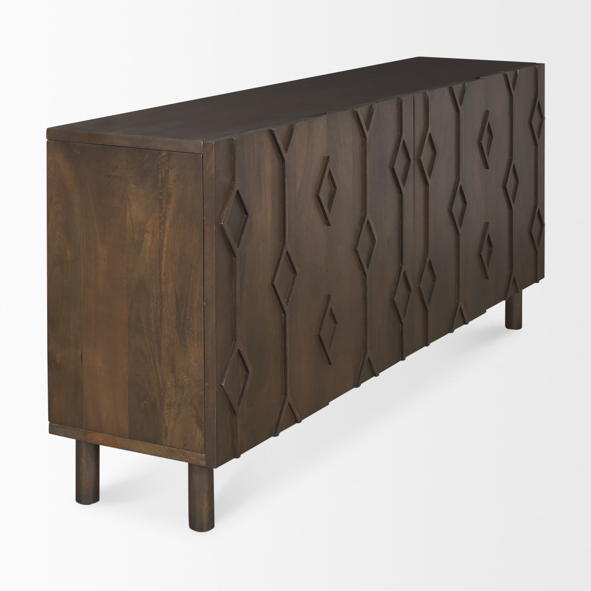 Heera Dark Brown Diamond Motif w/ Shelf Sideboard — product photograph