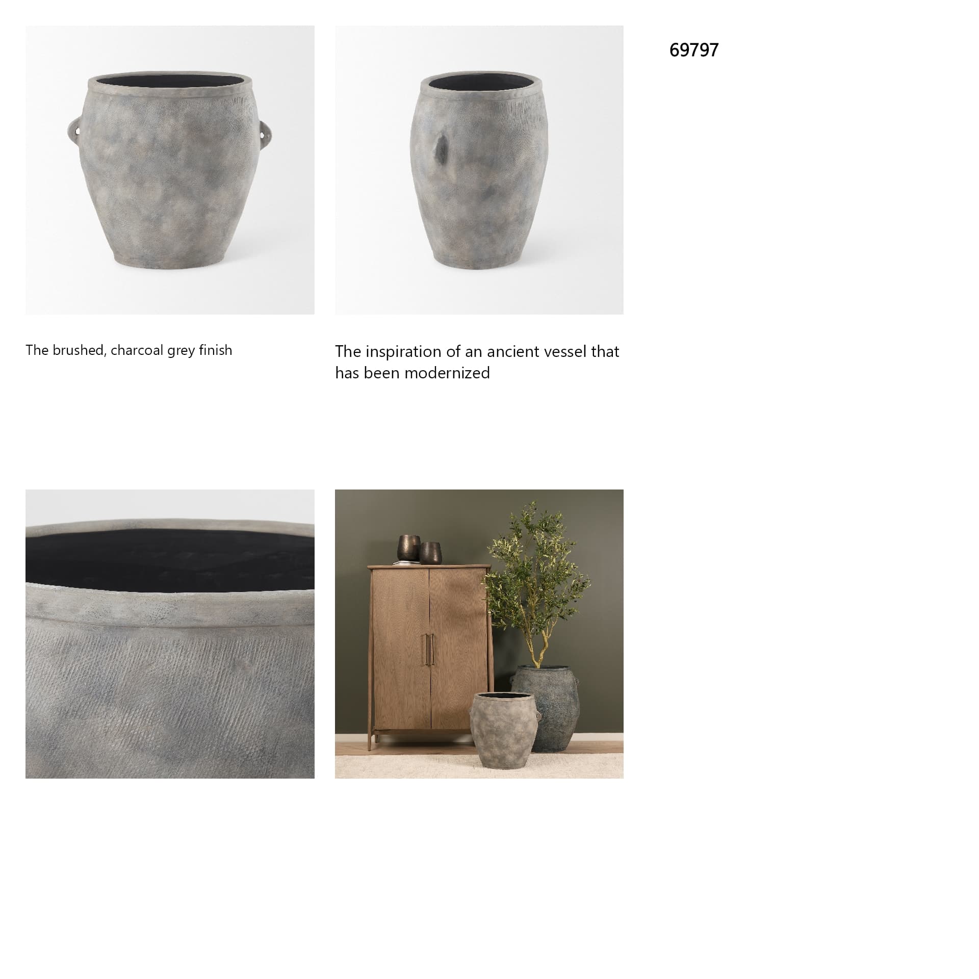 Zuma 27.2L x 18.1W x 24.4H Light Gray Ceramic Floor Vase — in a styled room