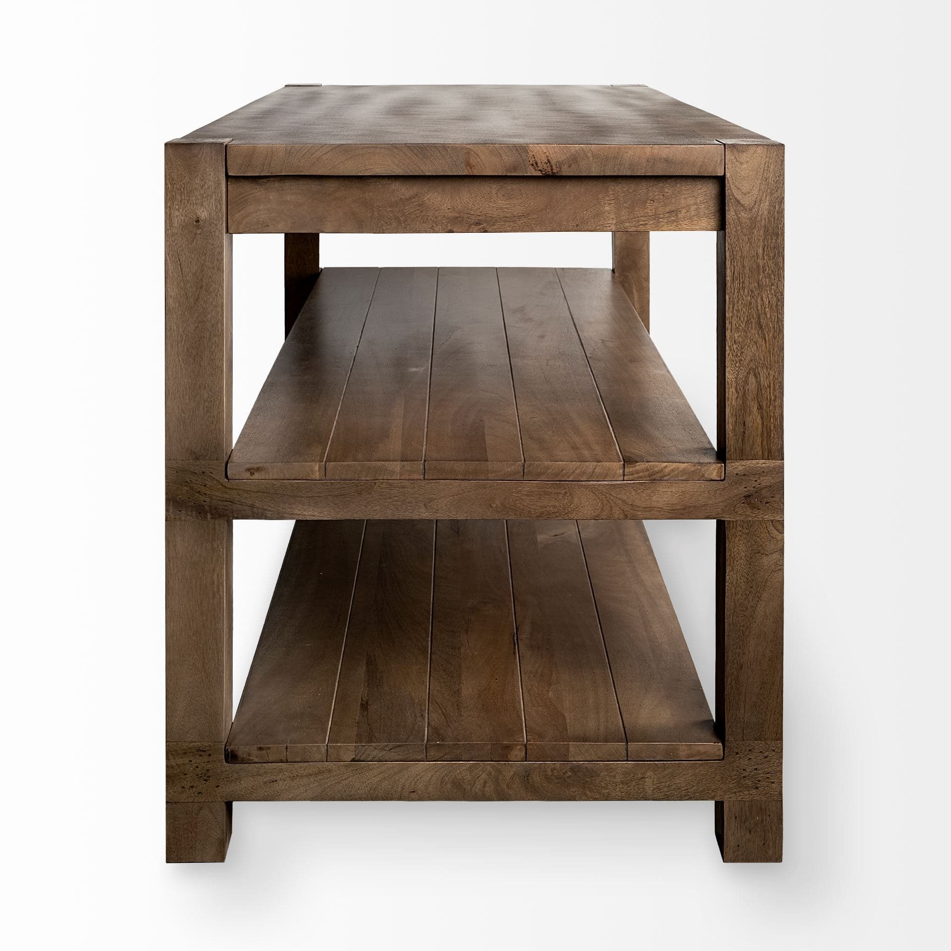 Emeril Brown Solid Wood Two-Tier Smooth Counter Top Kitchen Island — product photograph