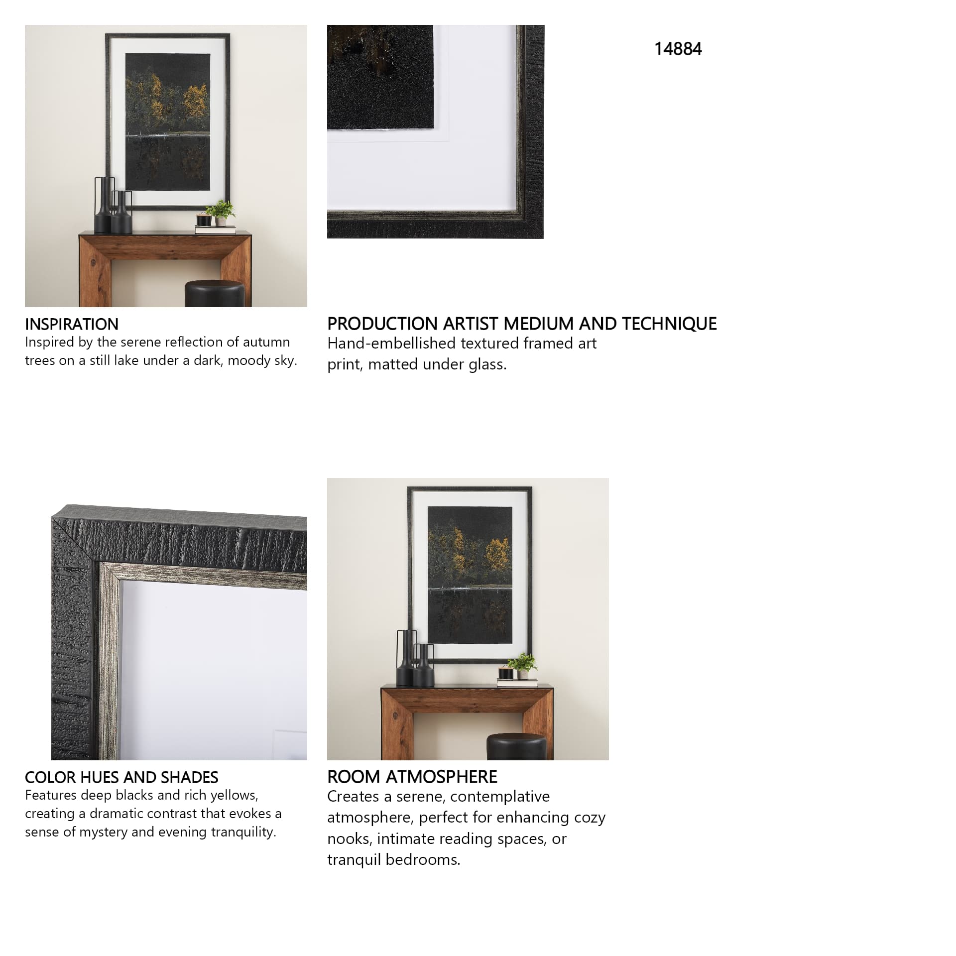 Water's Reflection-L by Chad Mackay a Hand Embellished Textured Framed Art Print Matted under Glass — in a styled room