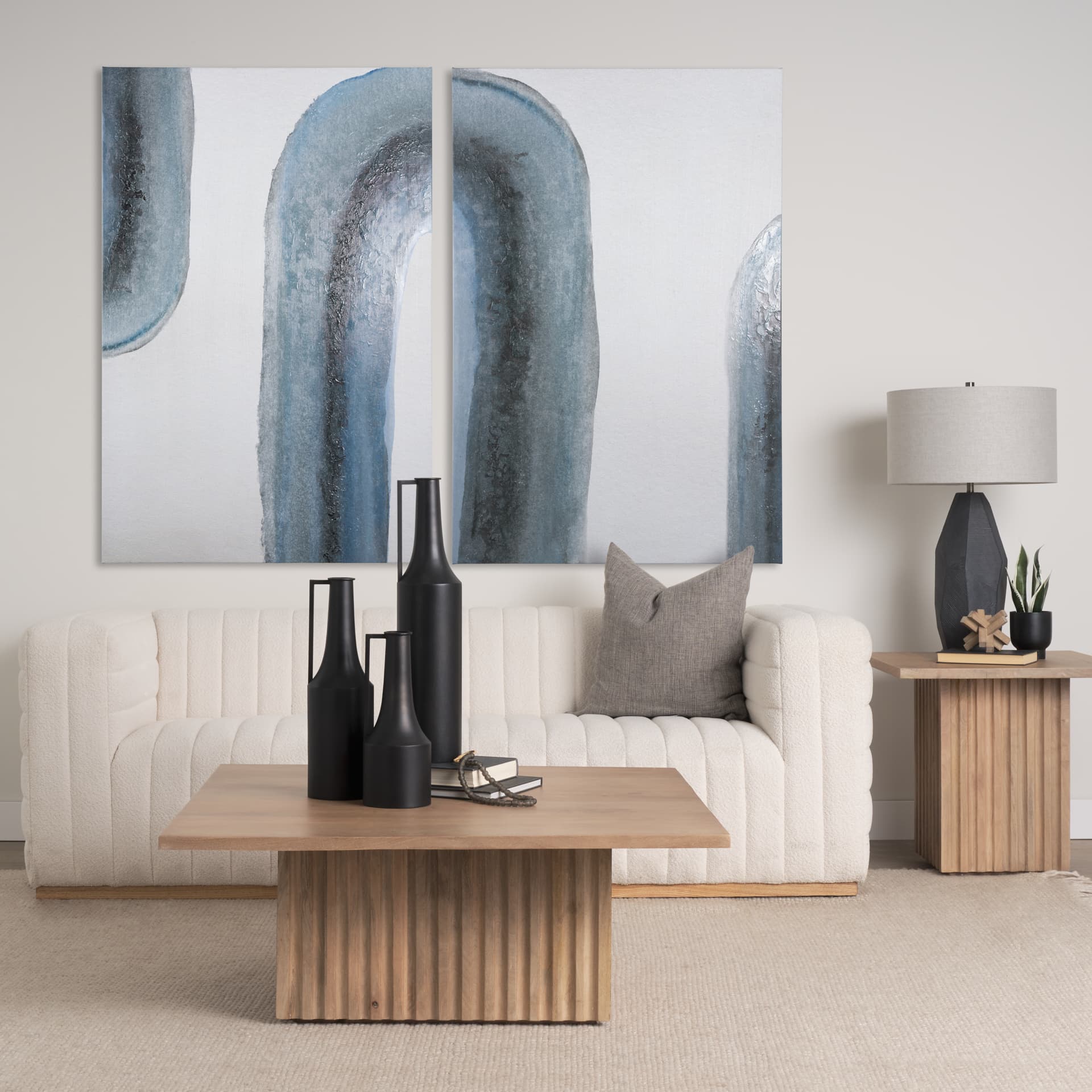 Water Arch Brown I by Mercana Studio a Hand Embellished Textured Canvas — in a styled room