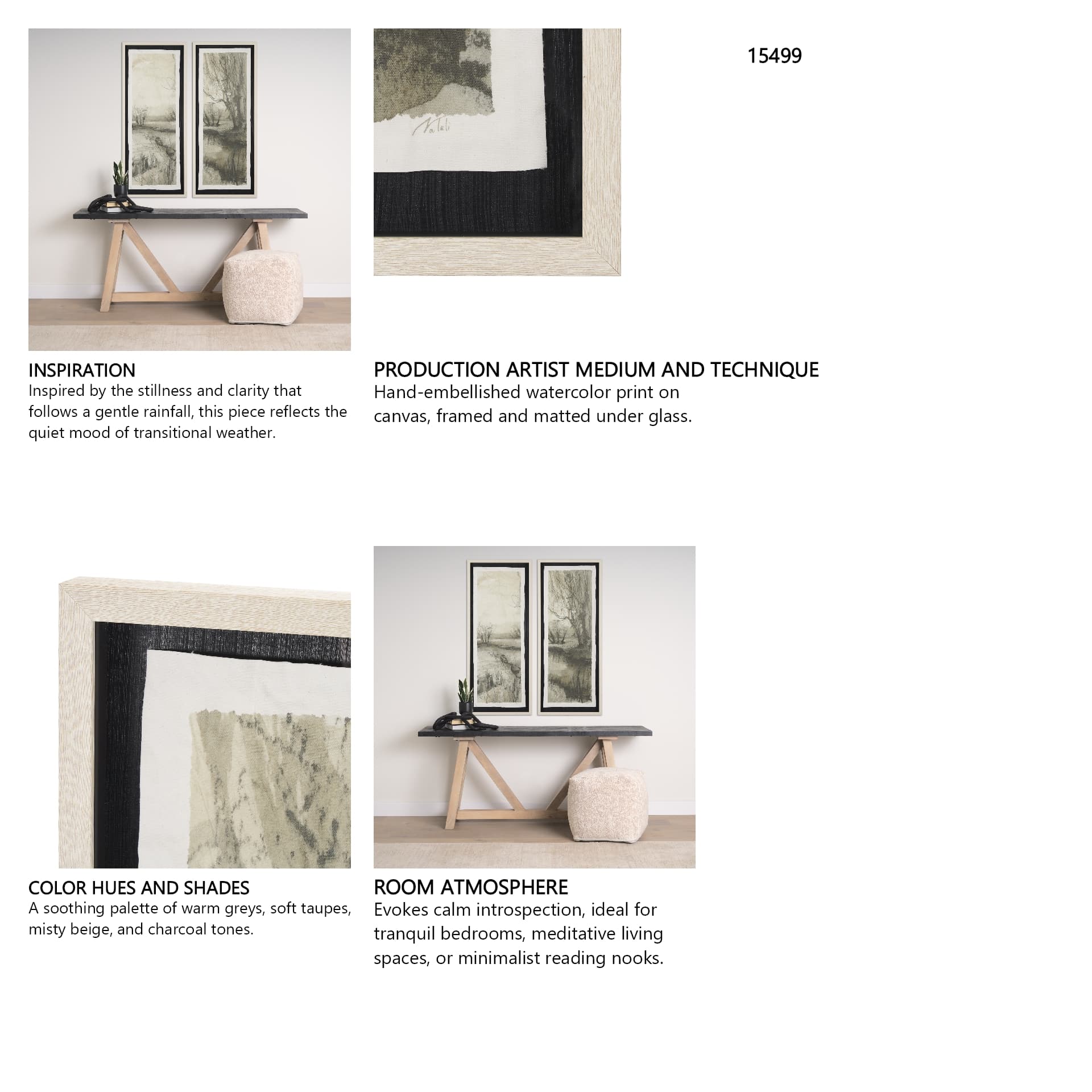 Beyond the Rain I by Mercana Studio a Hand Embellished Framed Art Print Matted under Glass — in a styled room