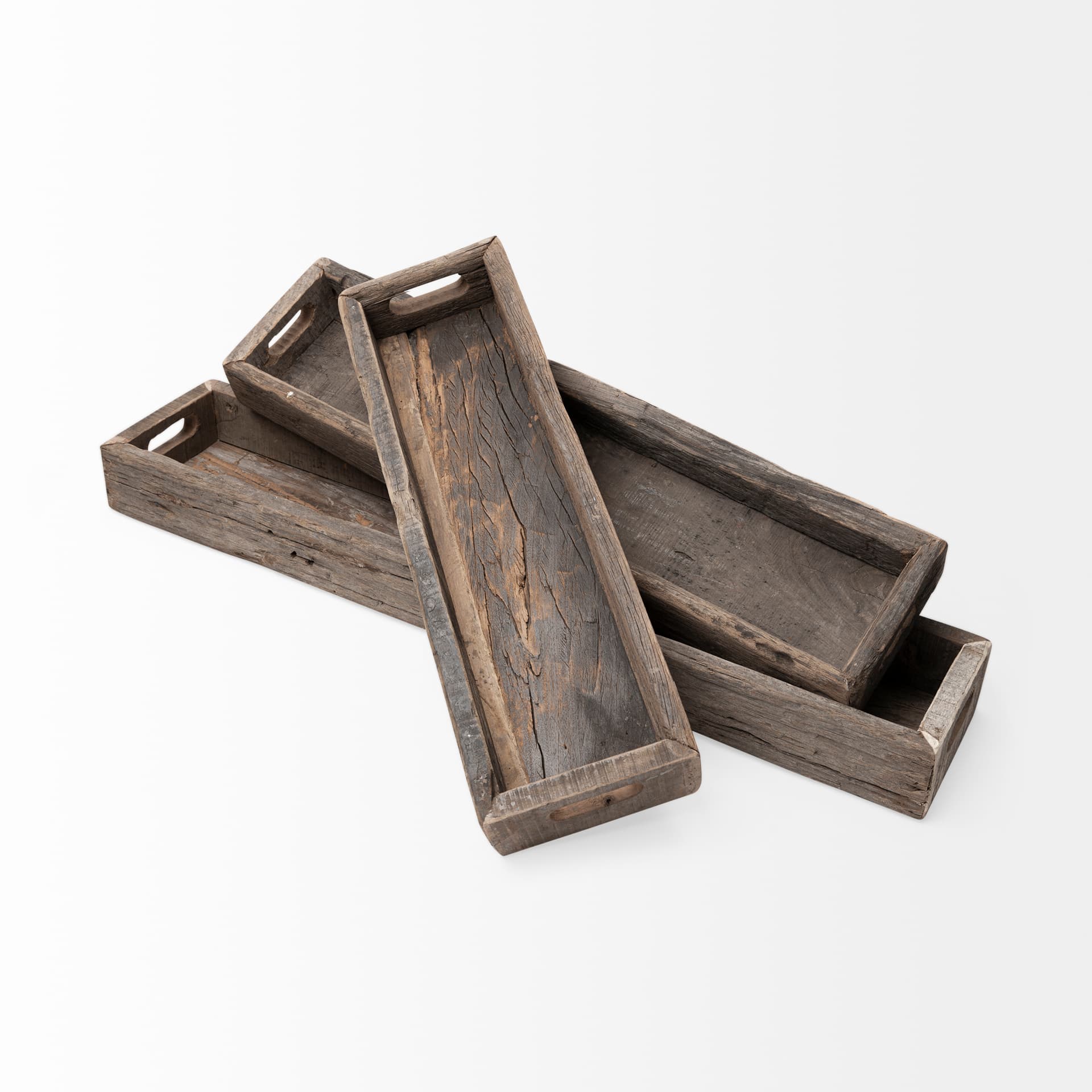 Vernon (Large) 36L x 7W Brown Reclaimed Wood Tray — product photograph