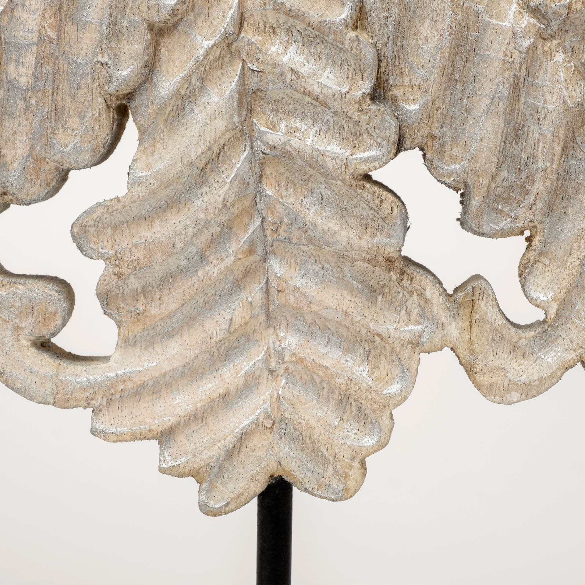 Kamara II (Large) 16L x 4W White Washed Wood W/Antiqued Silver Botanical Decorative Object — product photograph