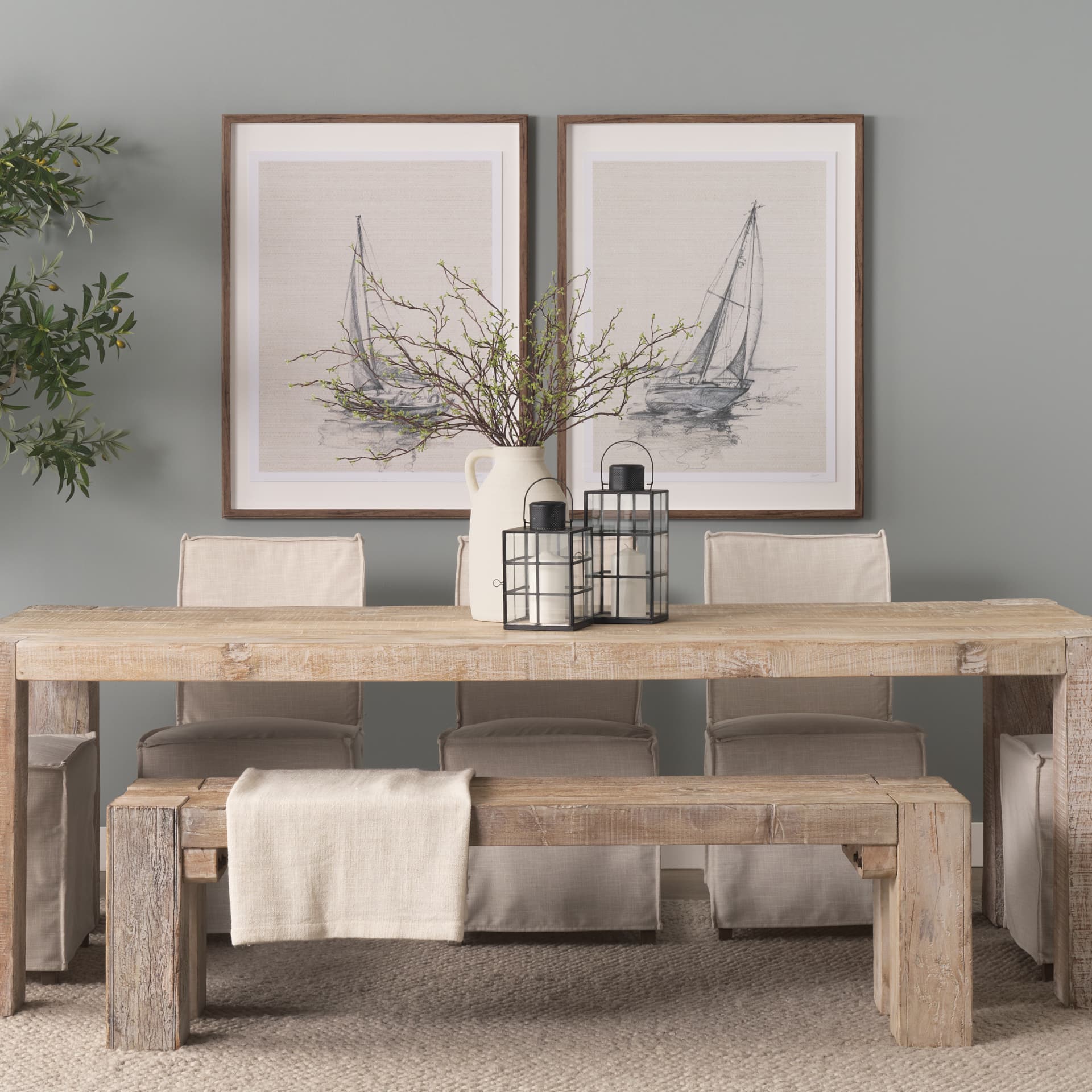 Sail Away I by Mercana Studio a Hand Embellished Framed Art Print Matted under Glass — in a styled room