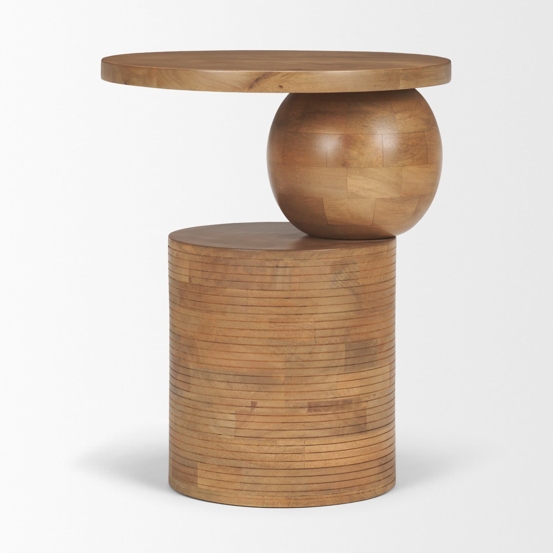 Stack Light Brown Wood Geometric Accent Table — product photograph