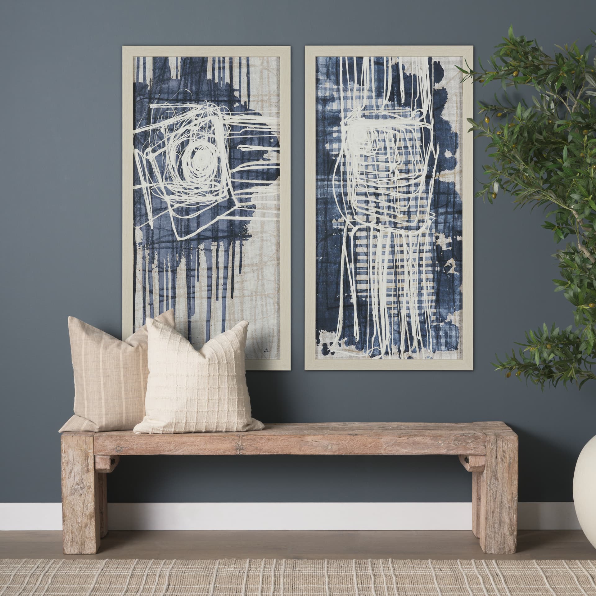 Intuition II by Mercana Studio Hand-Embellished Textured Framed Canvas Artwork — in a styled room