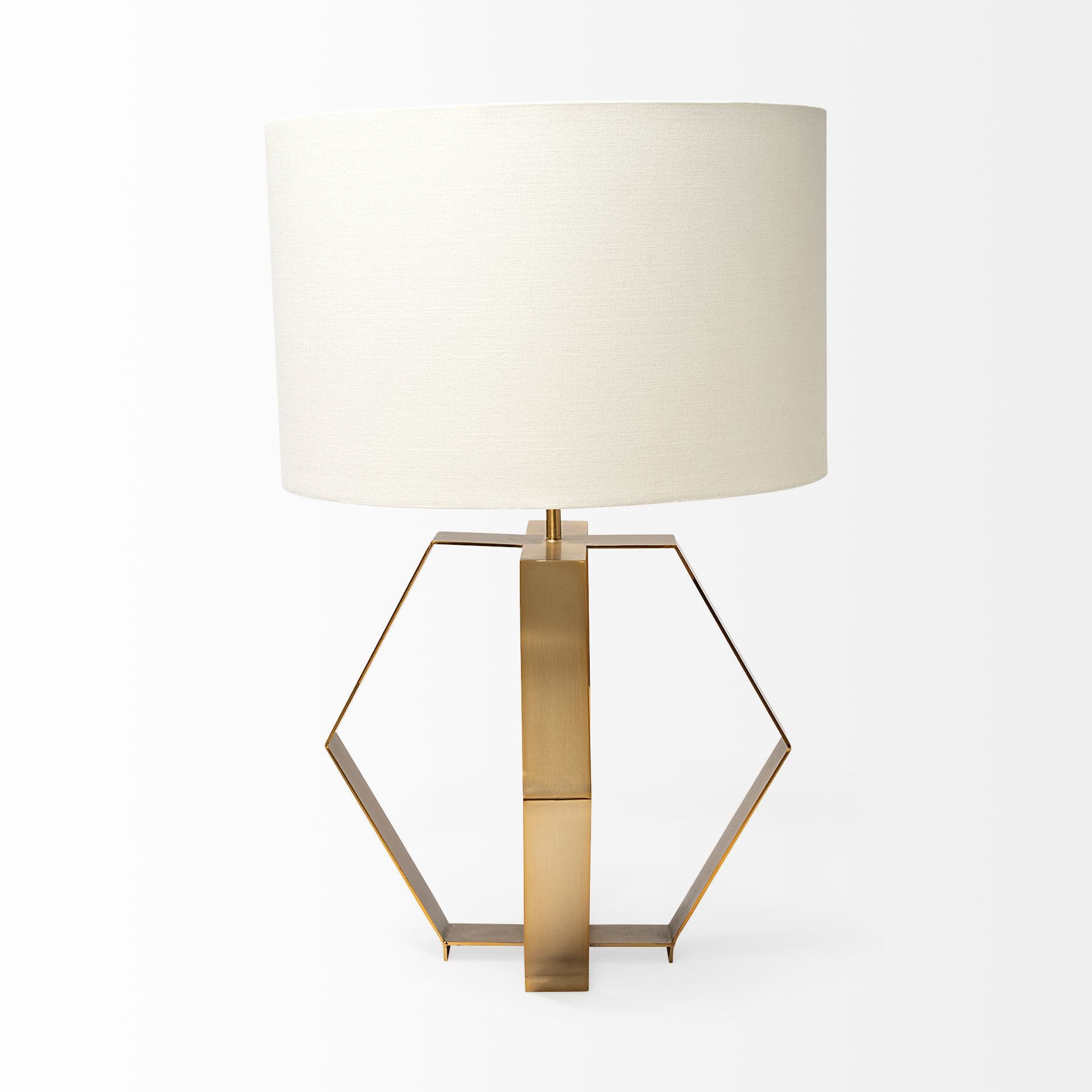 Edwards (26"H) Gold Metal Base w/ Cream Fabric Shade Table Lamp — product photograph