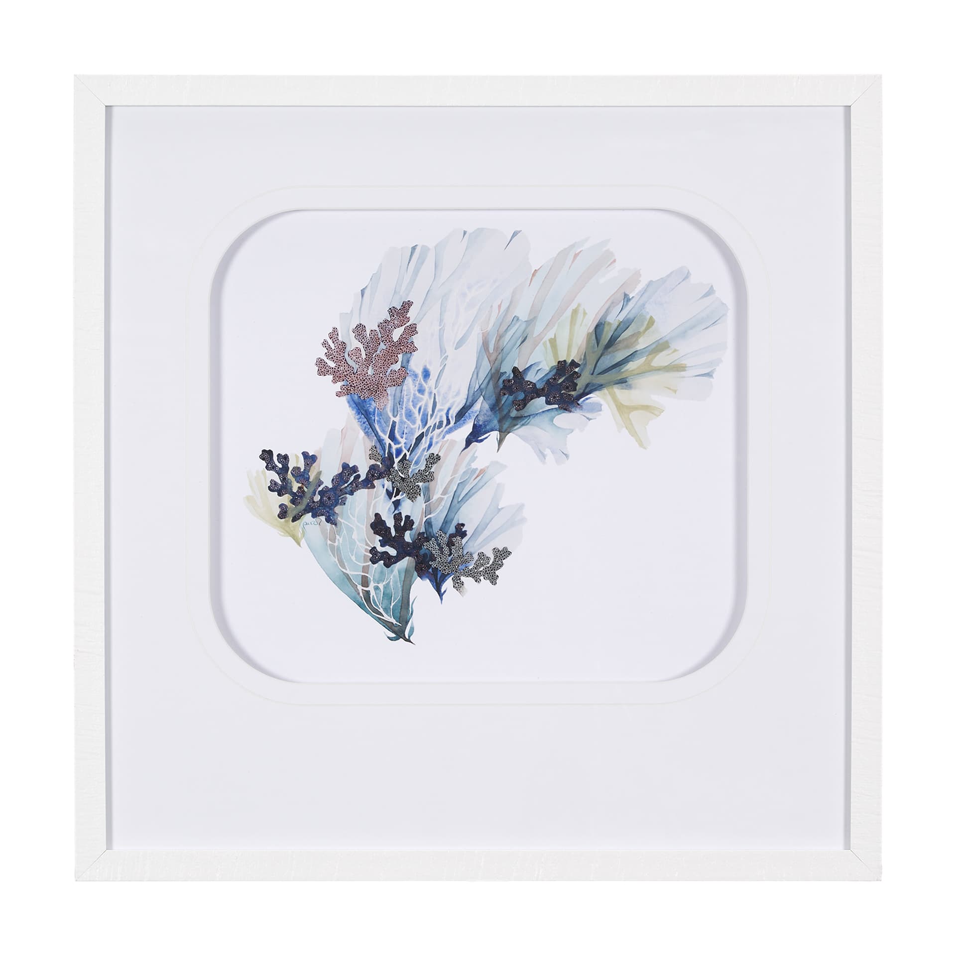 Seagrass - Sway by Mercana Studio a Hand Embellished Textured Framed Art Print Matted under Glass — product photograph
