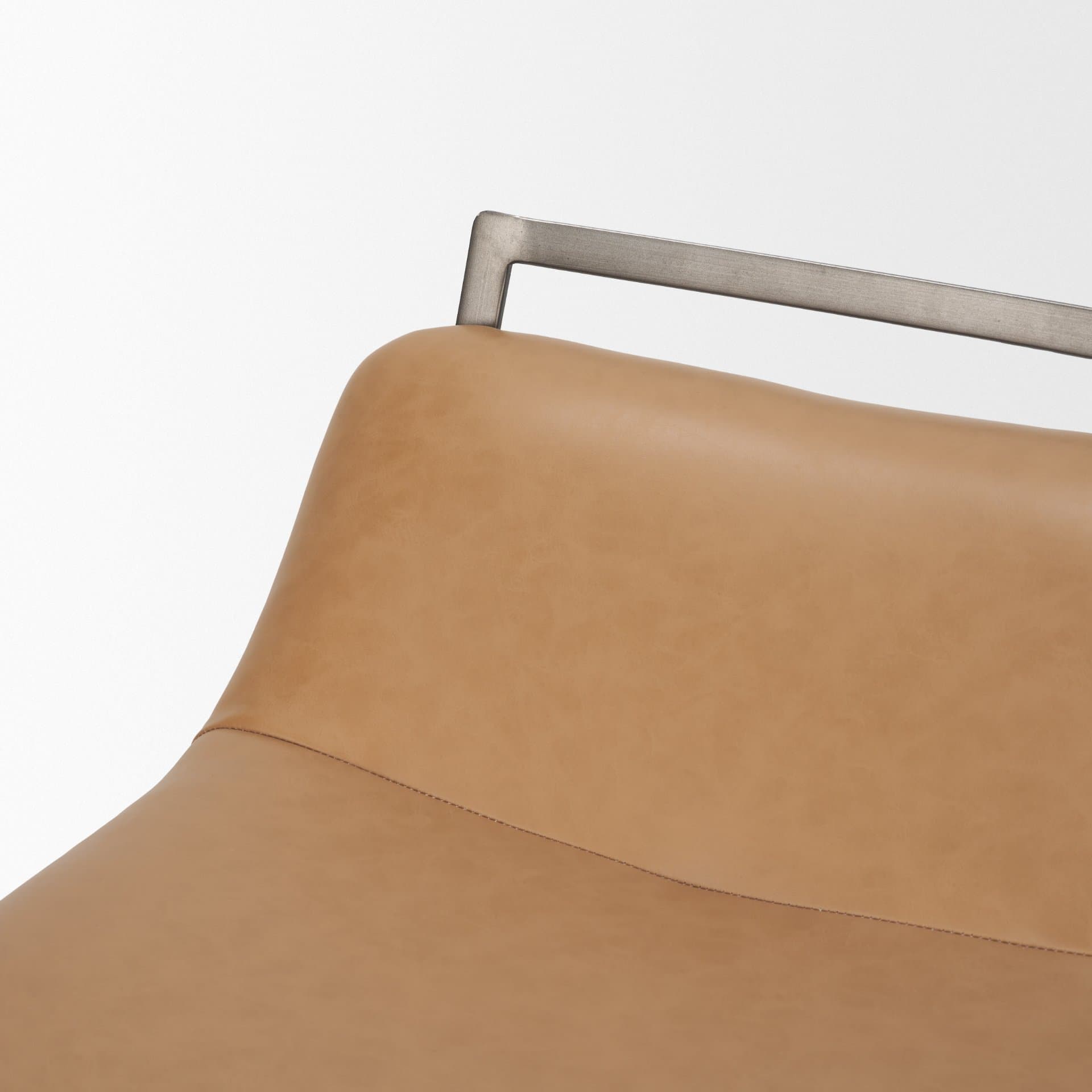 Kavalan Backless 33.5in Seat Counter Stool | Tan Leather w/ Gunmetal — product photograph