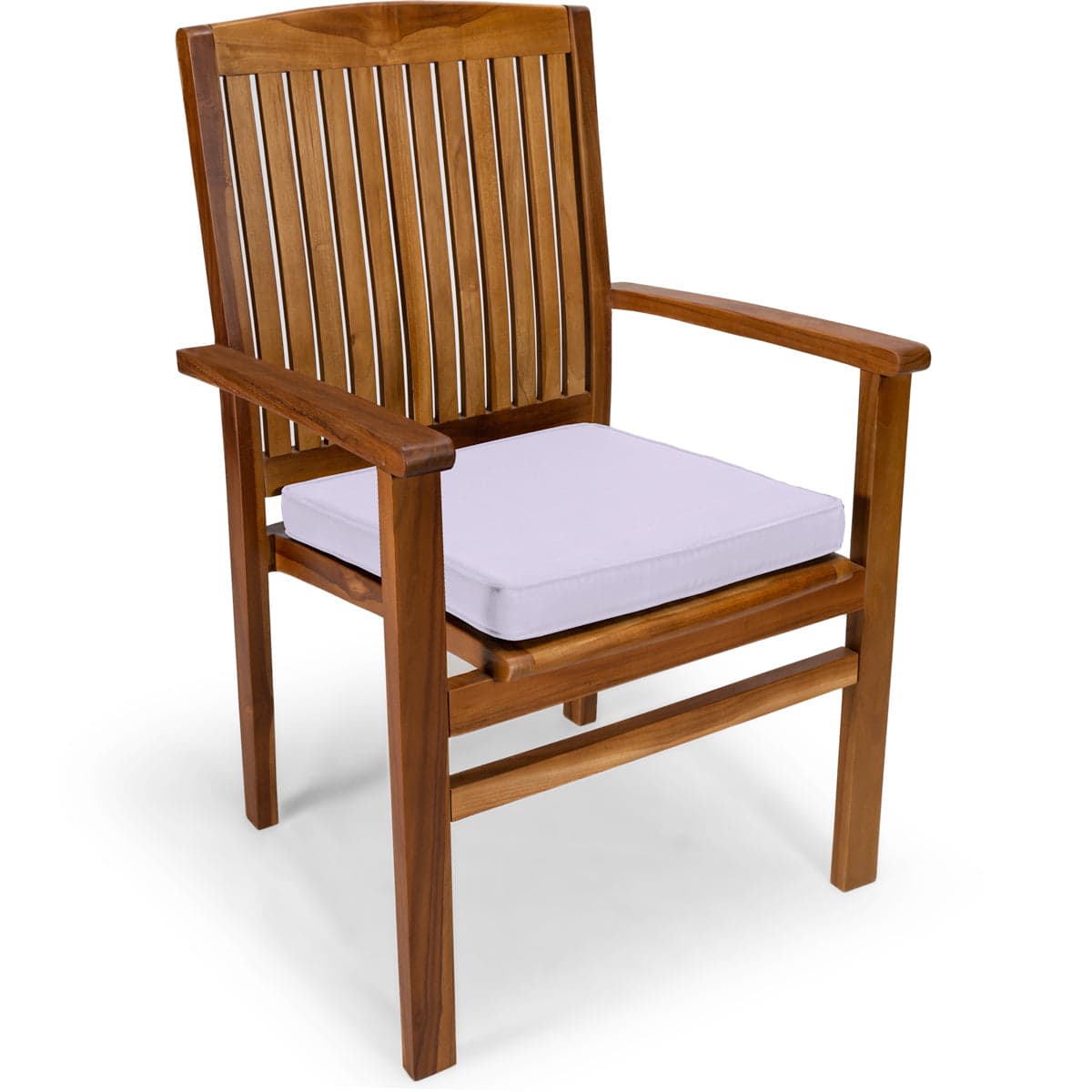 5-Piece Teak Butterfly Extension Table Stacking Chair Set with Royal White Cushions TD72-24-RW — product photograph