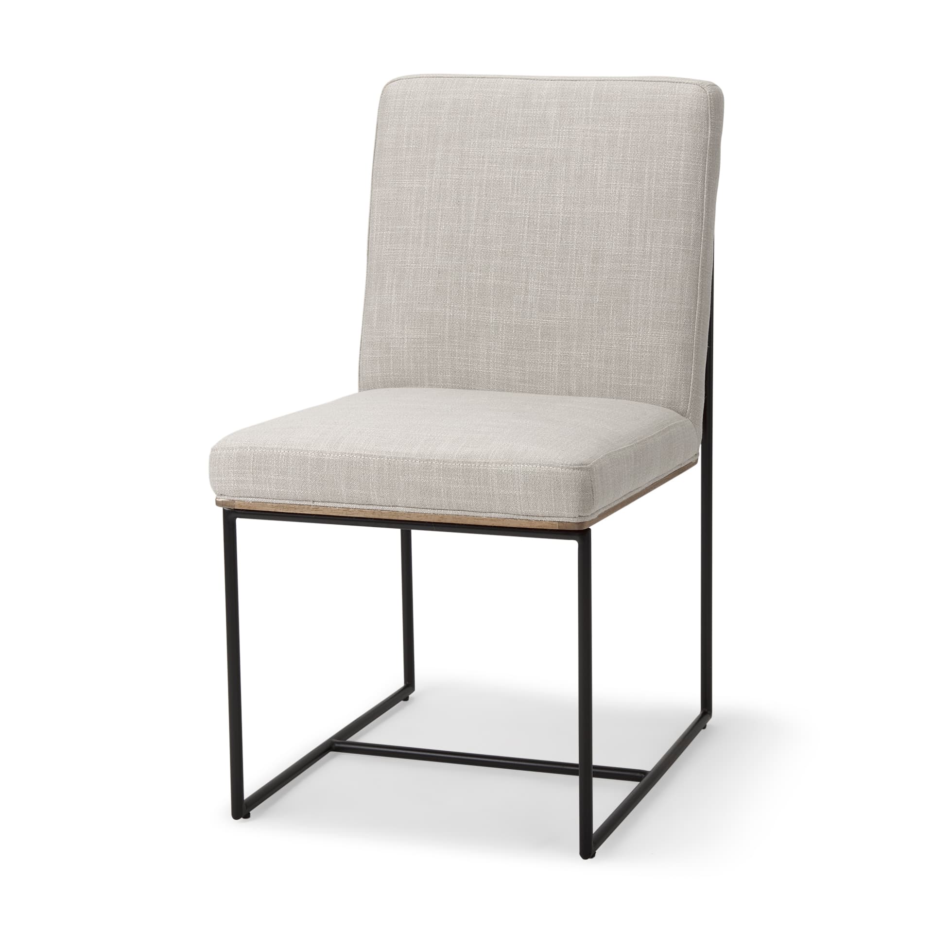 Stamford High-Back Dining Side Chair | Beige Linen w/ Black Metal — product photograph