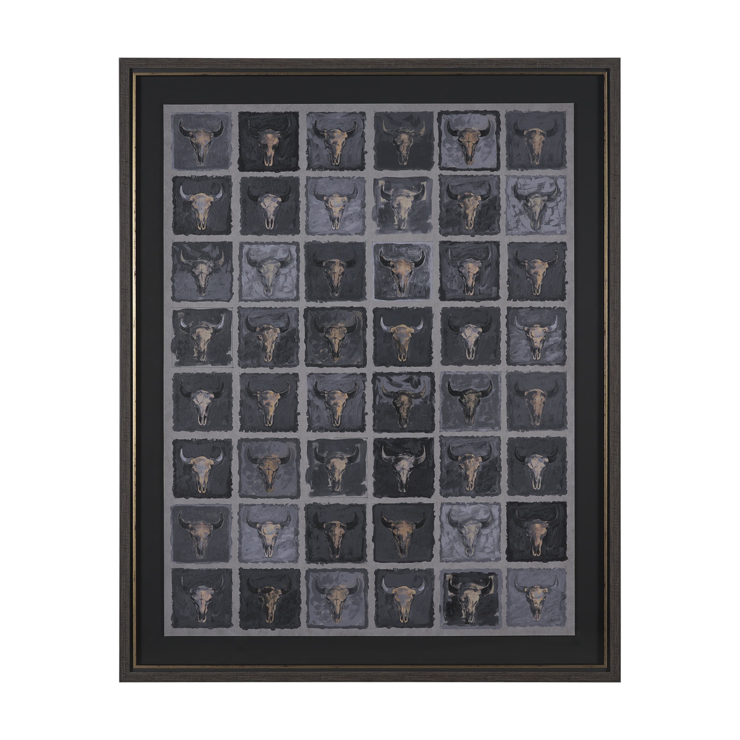 Forty-Eight by Natalia Boychenko-Tariq Hand-Embellished Textured Framed Artwork Matted under Glass — product photograph