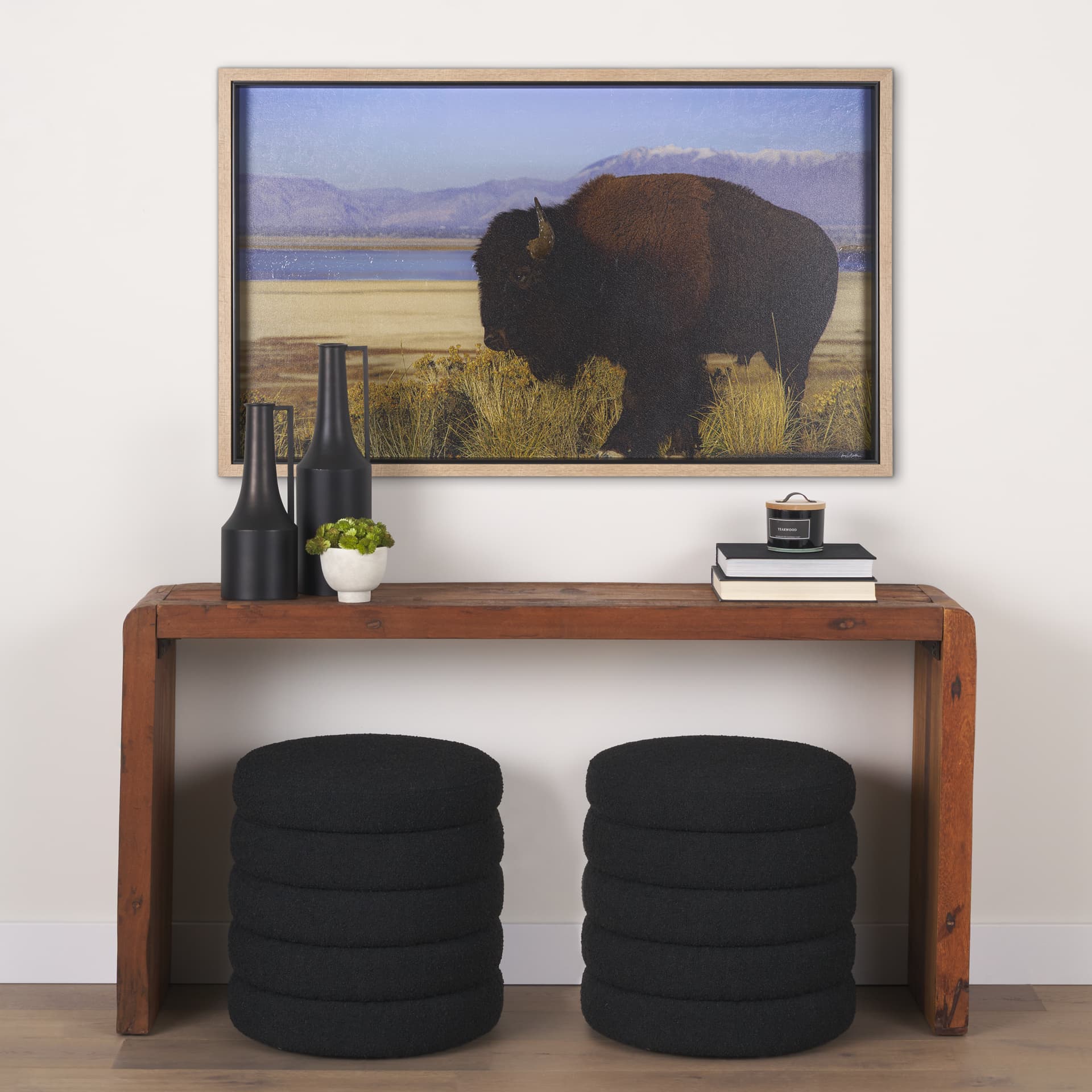 Antelope Island by Gary Blatter a Hand Embellished Textured Framed Photo Art Print — in a styled room