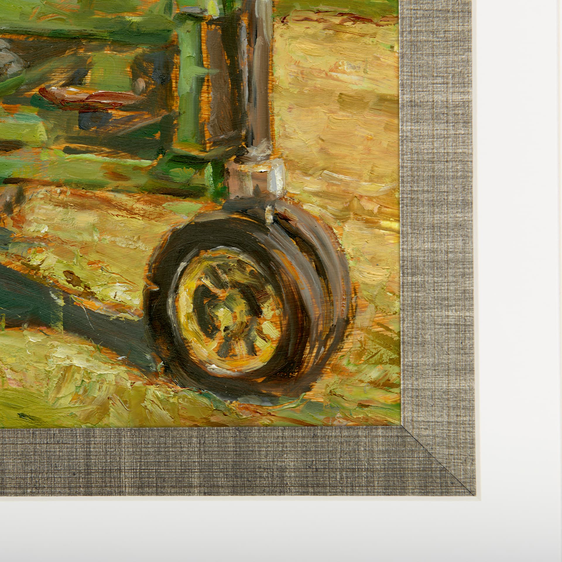 Rustic Tractors I by Mercana Studio a Hand Embellished Textured Framed Art Print Matted under Glass — product photograph