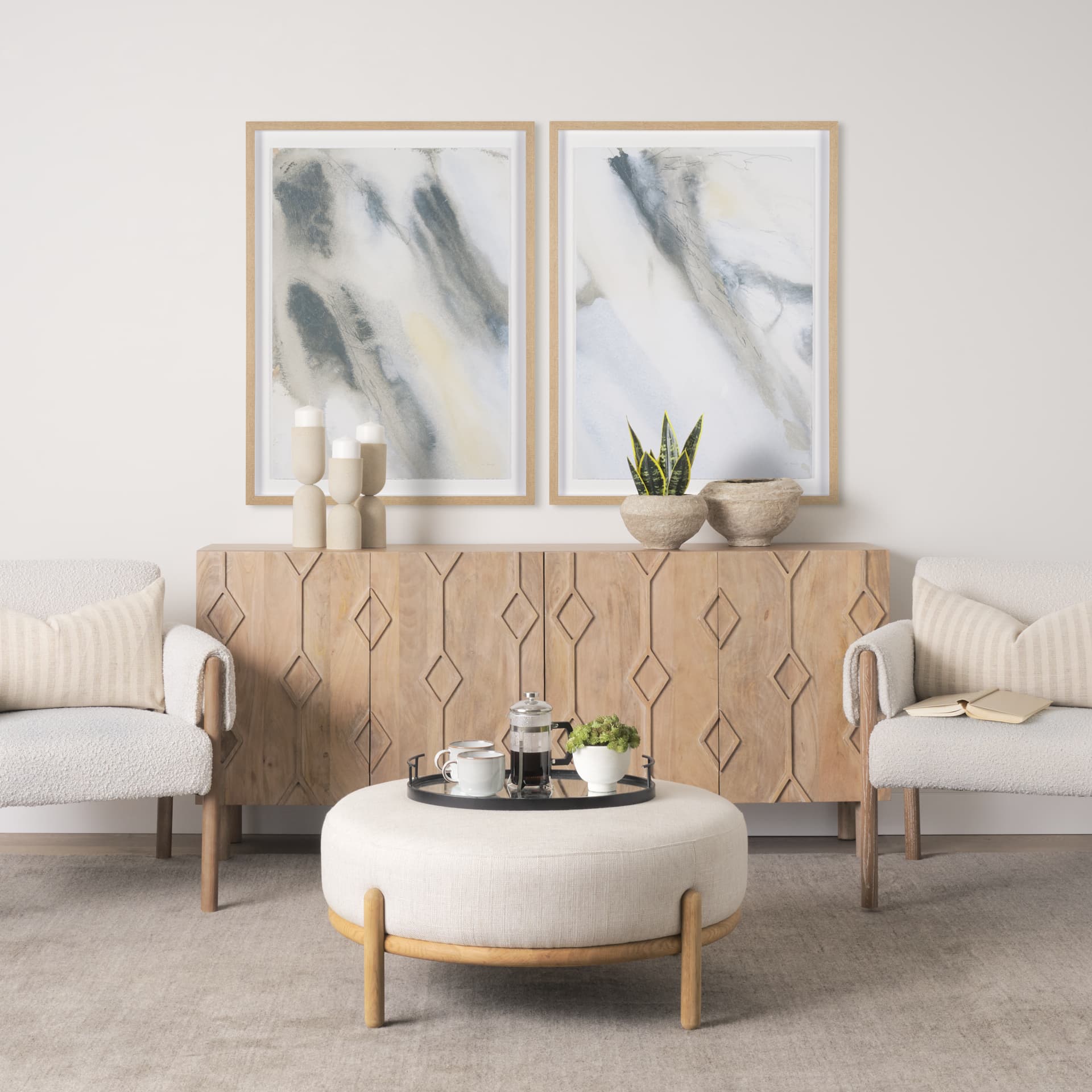 Retreating Tide I by Ira Havuka a Hand Embellished Framed Art Print Matted under Glass — in a styled room