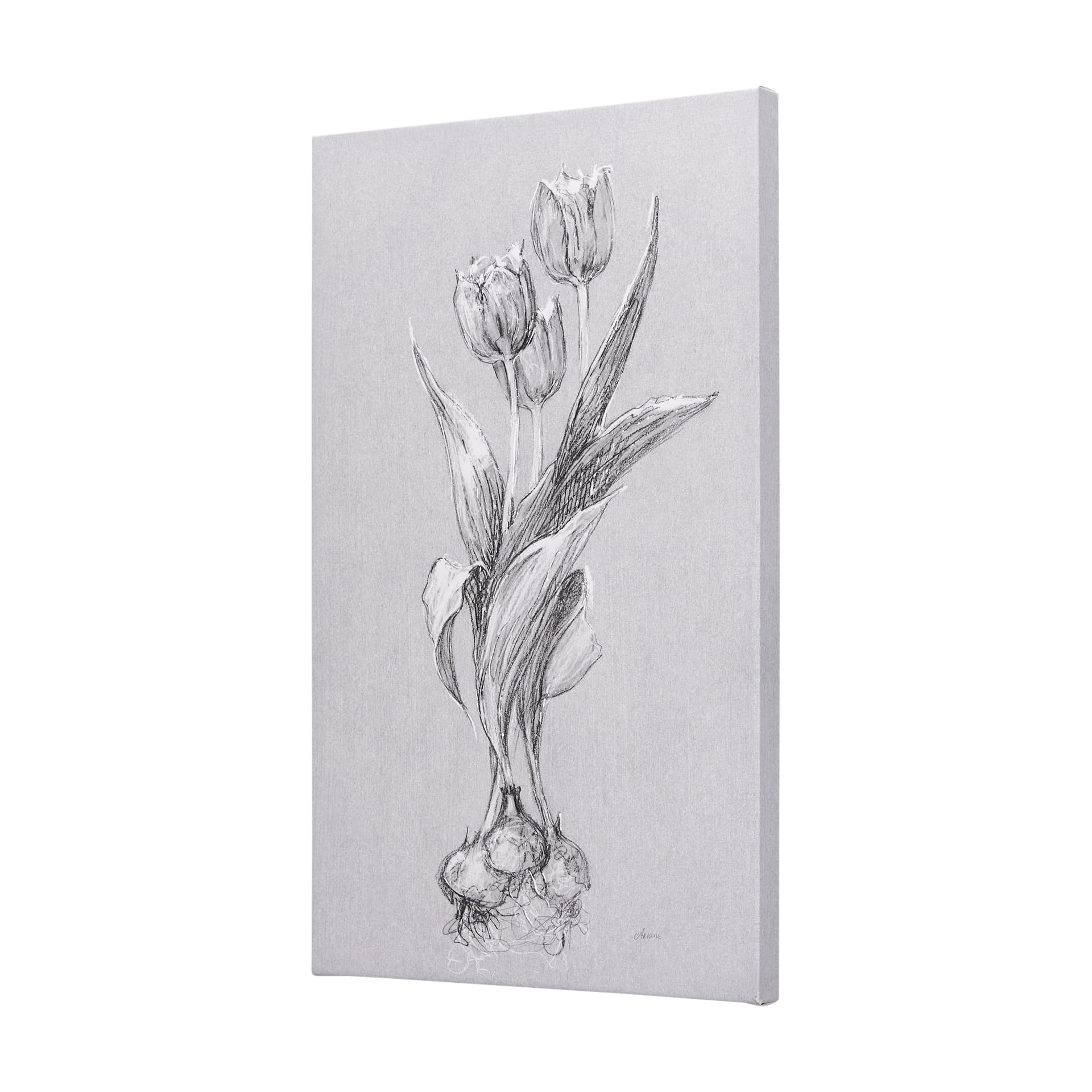 Botanical sketches I (Grey) by Mercana Studio a Hand Embellished Textured Canvas — product photograph