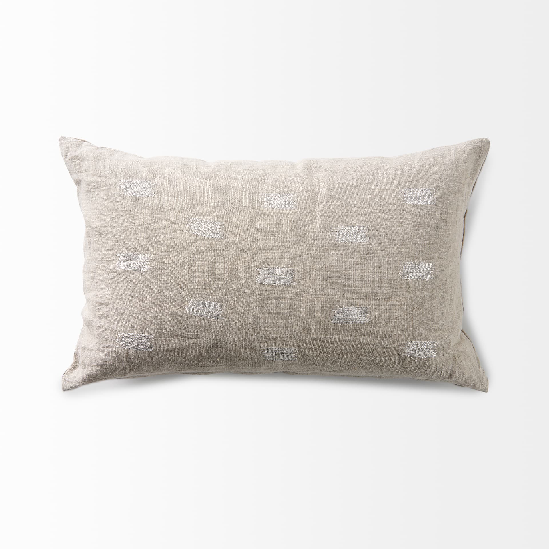 Lacey 13x21 Beige/White Decorative Pillow Cover w/Down Filler — product photograph