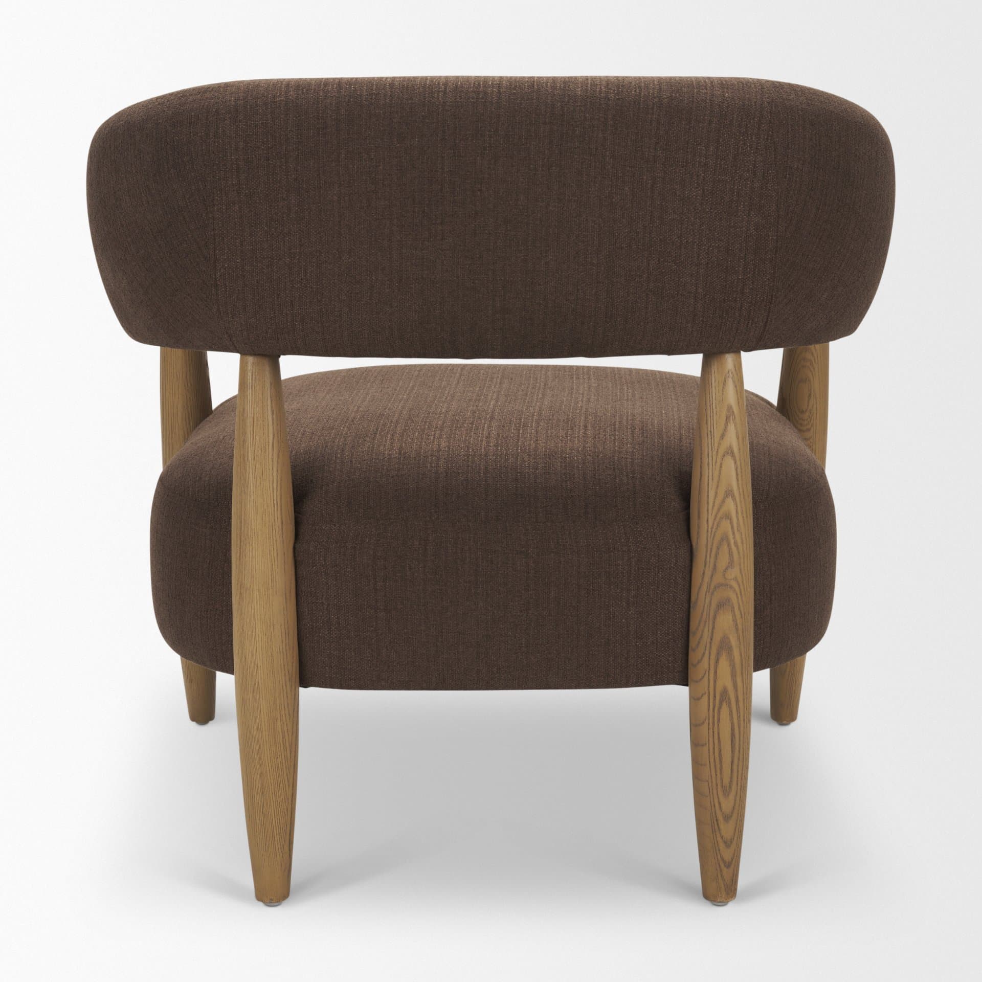 Lewis Mocha Fabric w/ Brown Wood Open Back Accent Chair — product photograph
