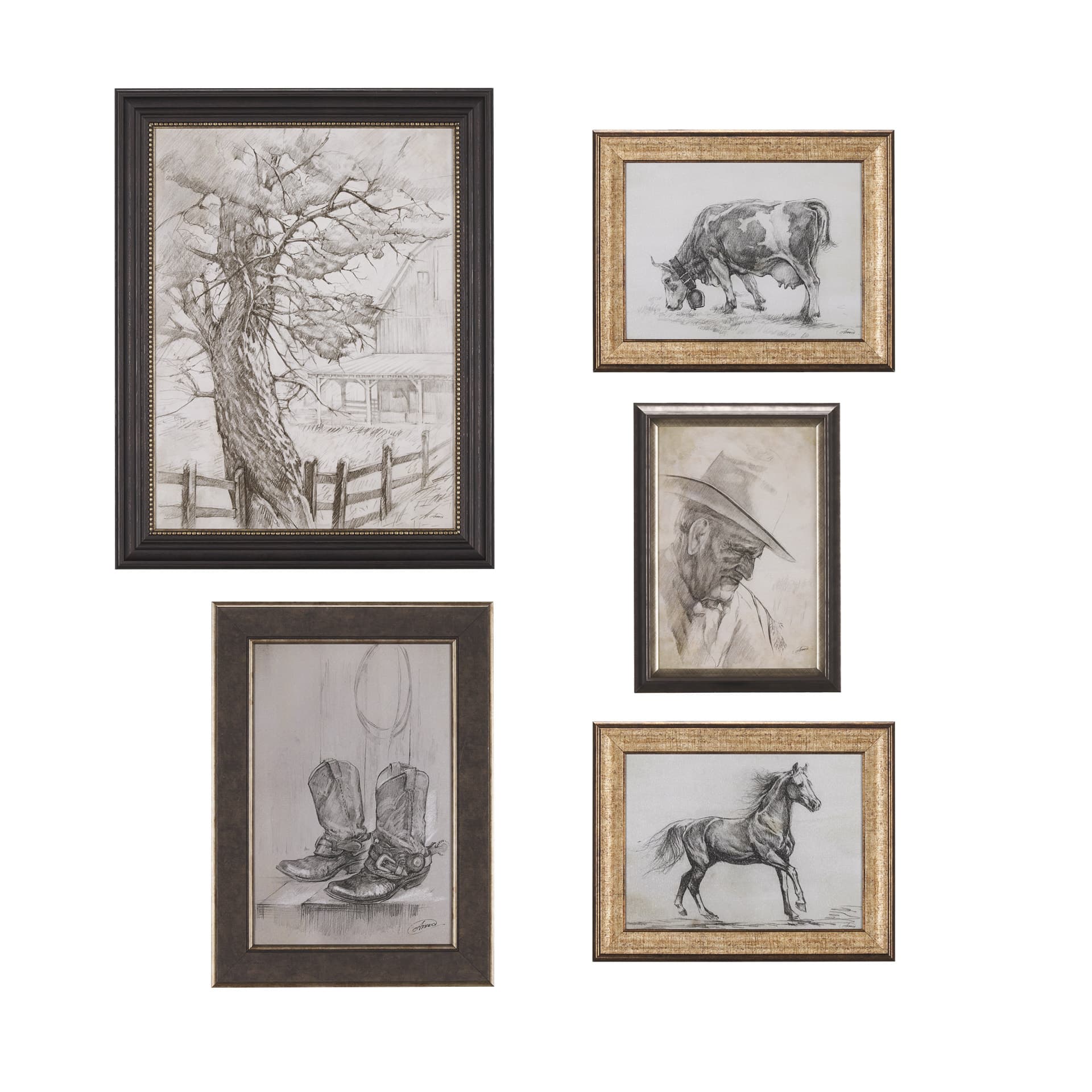 Old West Collection I ( Farm view) by Mercana Studio a Hand Embellished Textured Framed Art Print — product photograph