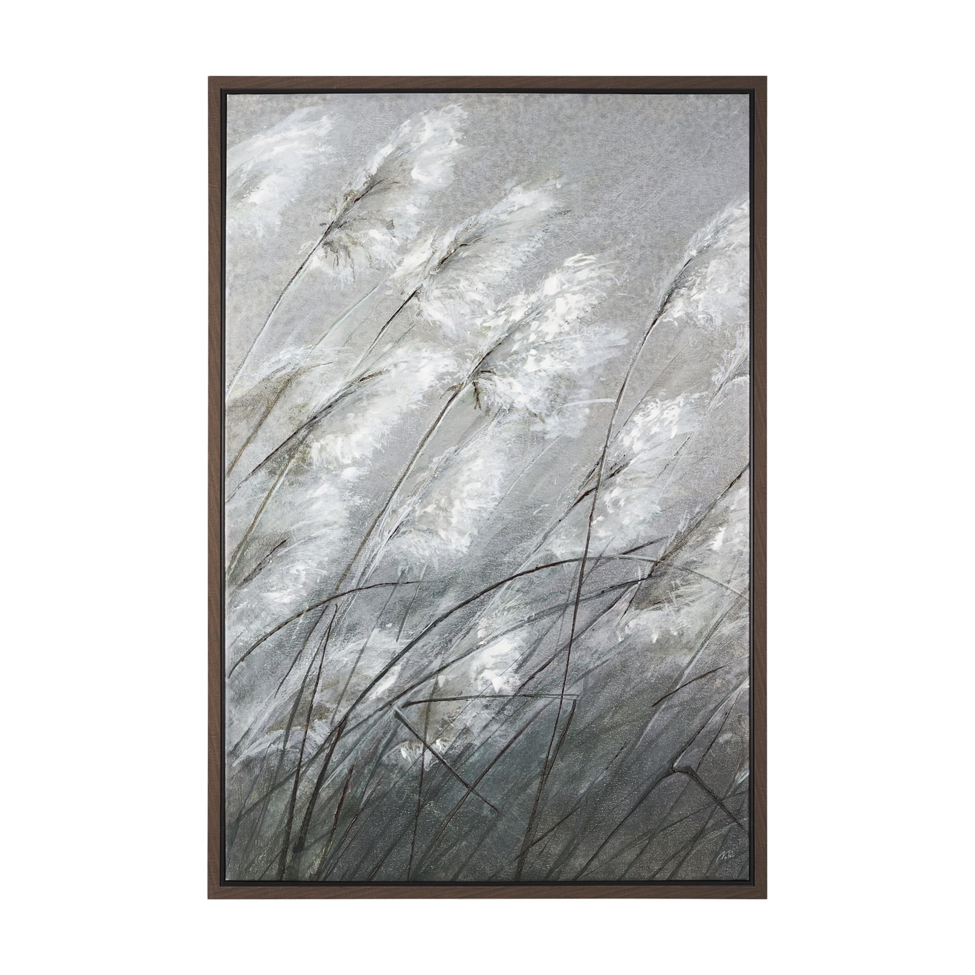 Pampas Grass Breeze I by Mercana Studio a Hand Embellished Textured Framed Canvas — product photograph