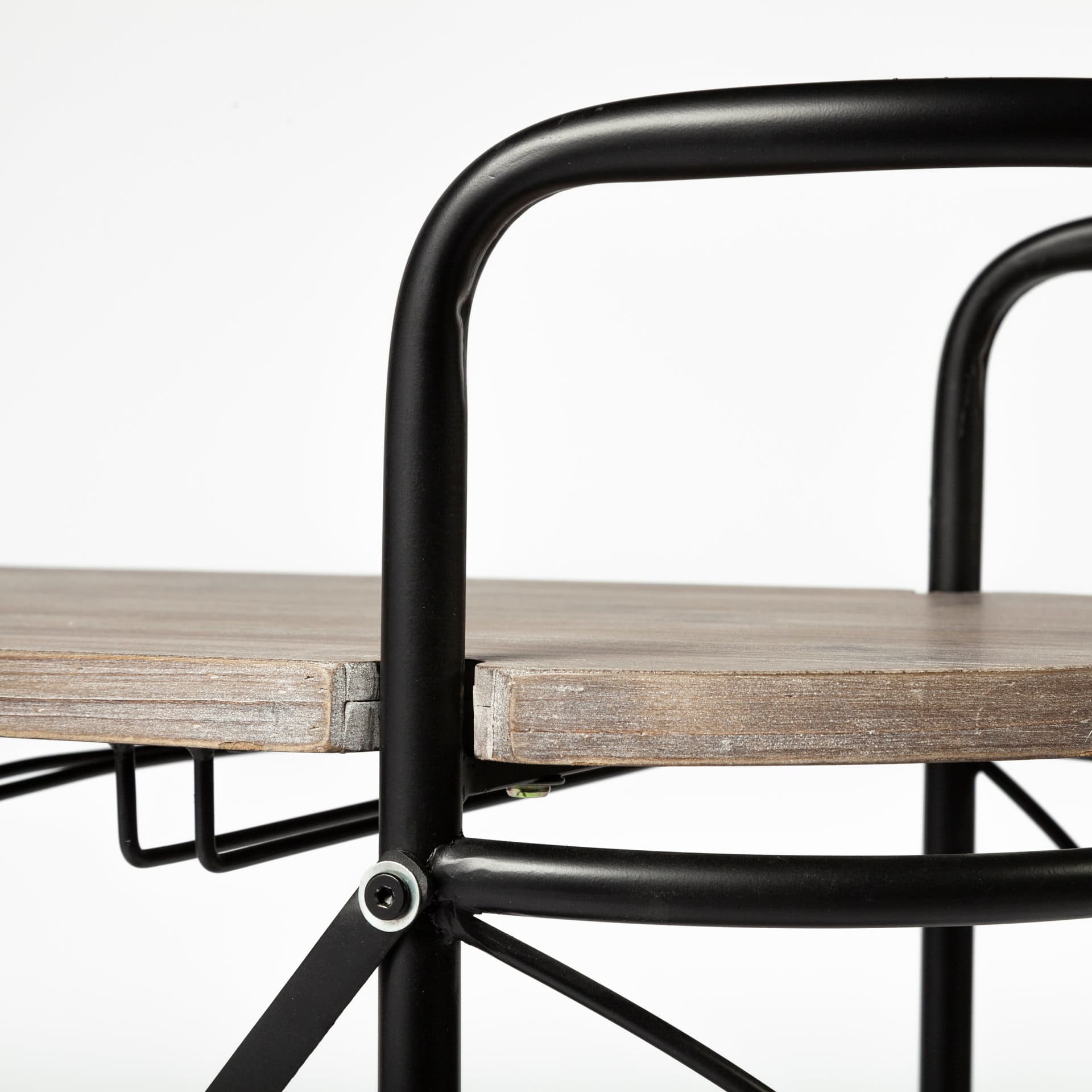Marlon Black Metal Frame Two Tier Shelves w/Stemware holder Bar Cart — product photograph
