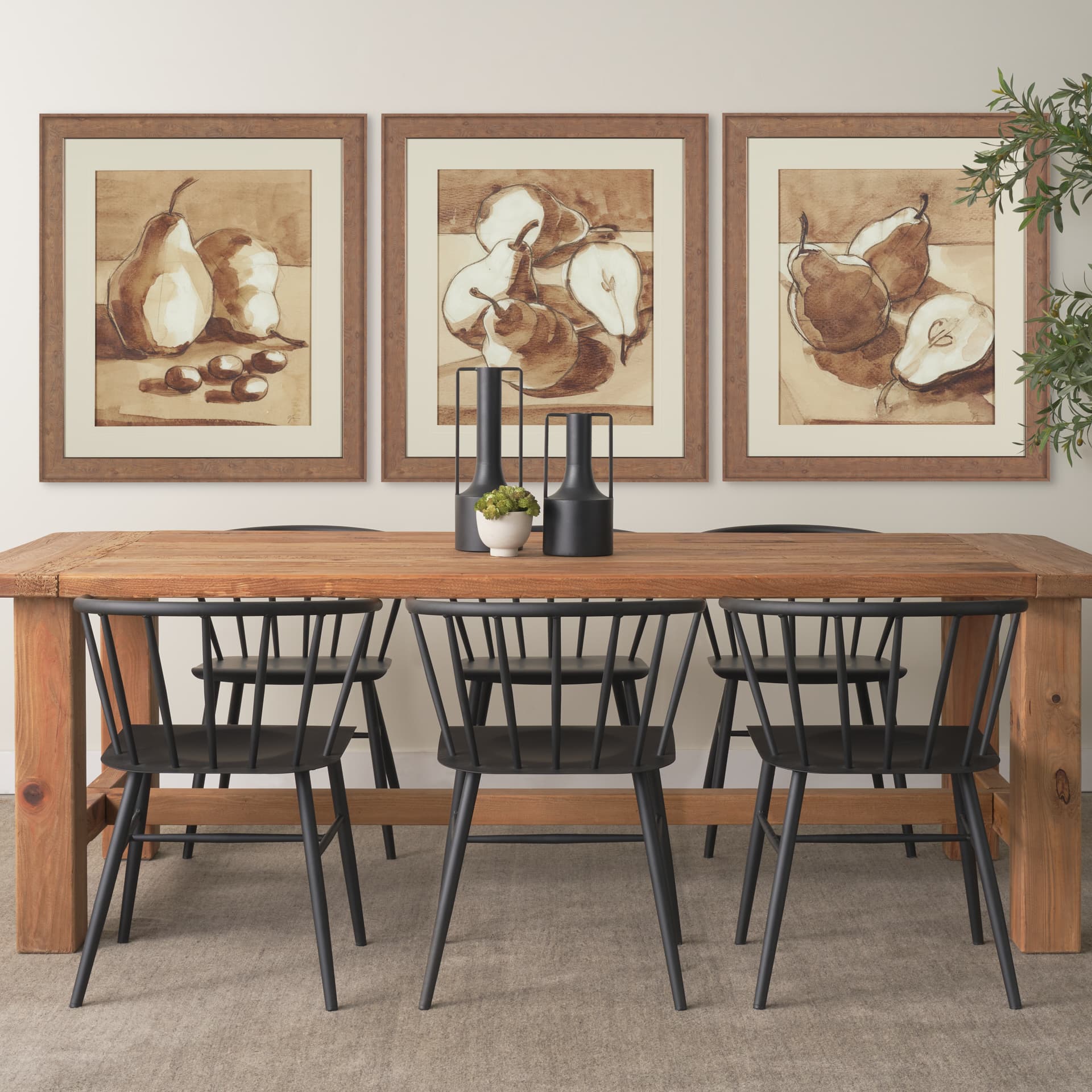 Pear Study I by Mercana Studio Hand Embelished Textured Framed Artwork Matted under Glass — in a styled room