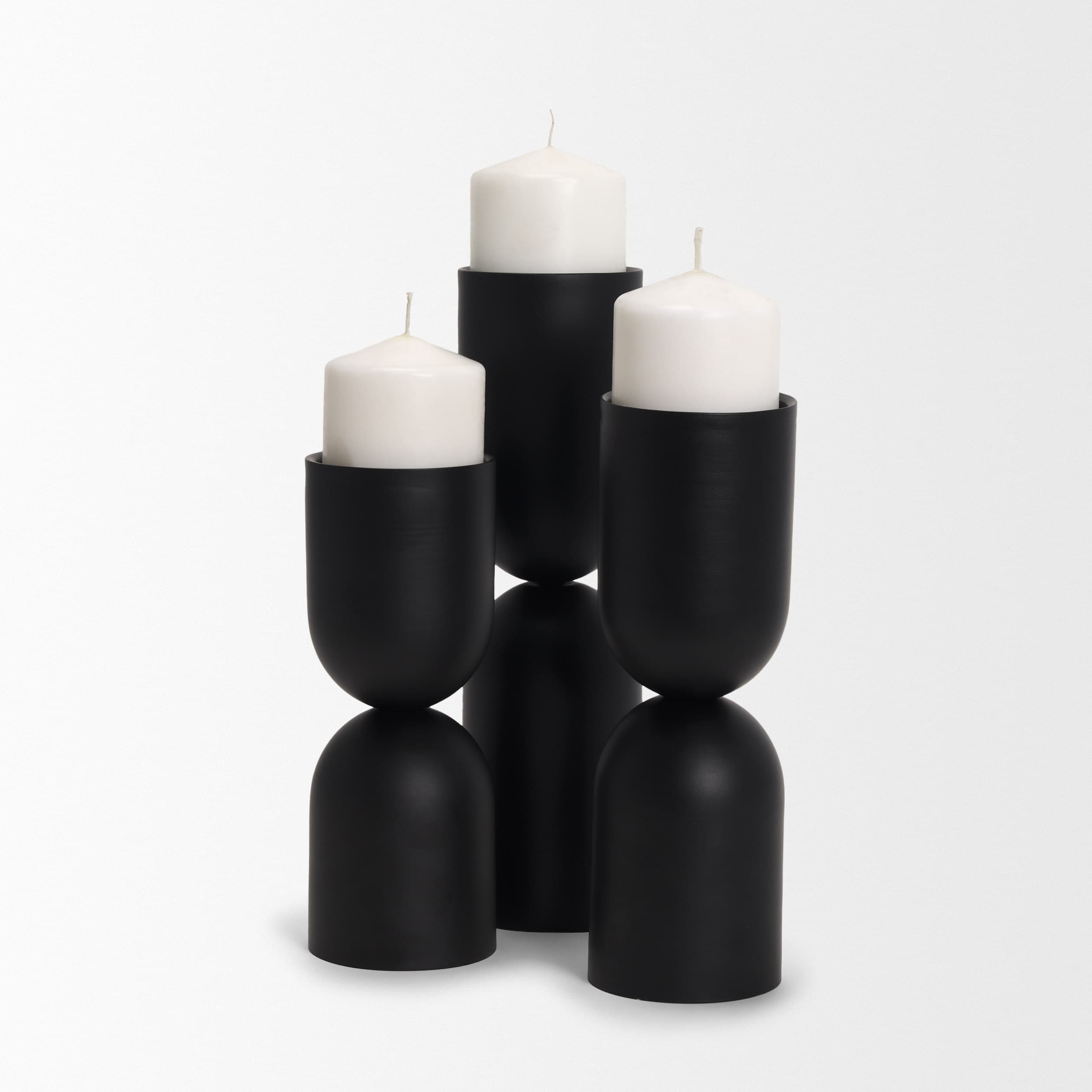 Qamra Tall Black Metal Pillar Candle Holder — product photograph