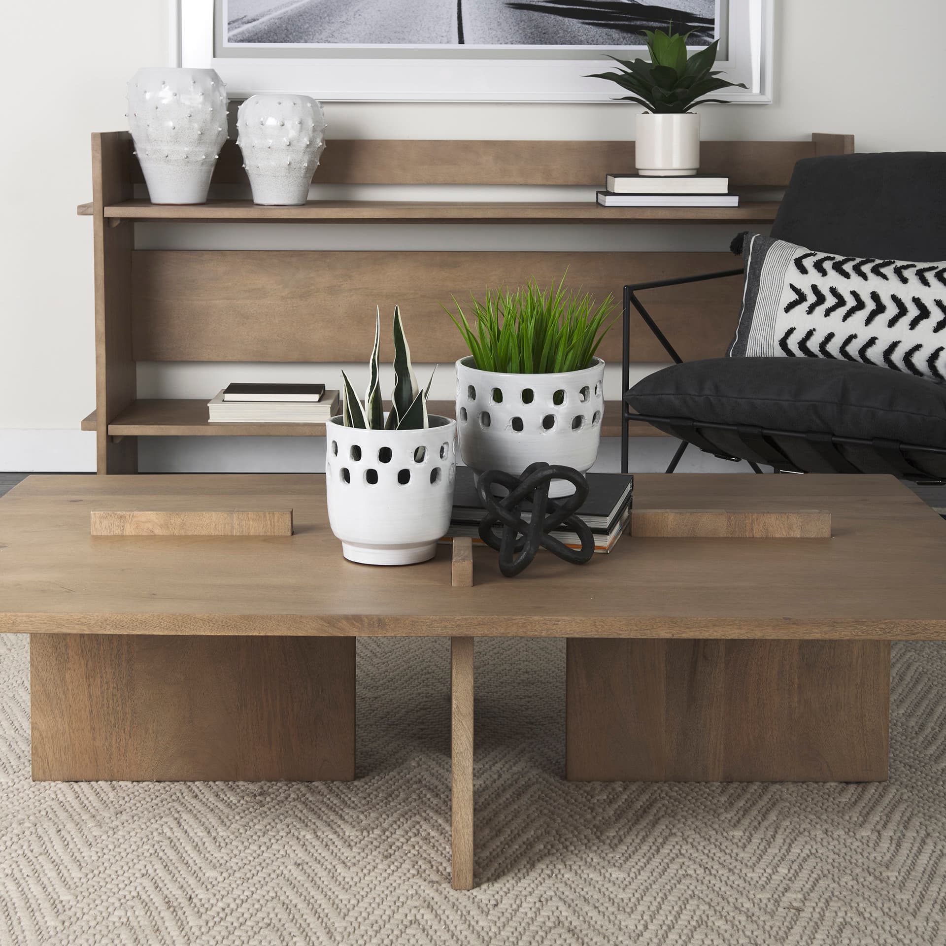 Aida 56 x 34 Rectangular Light Brown Wood Coffee Table — product photograph