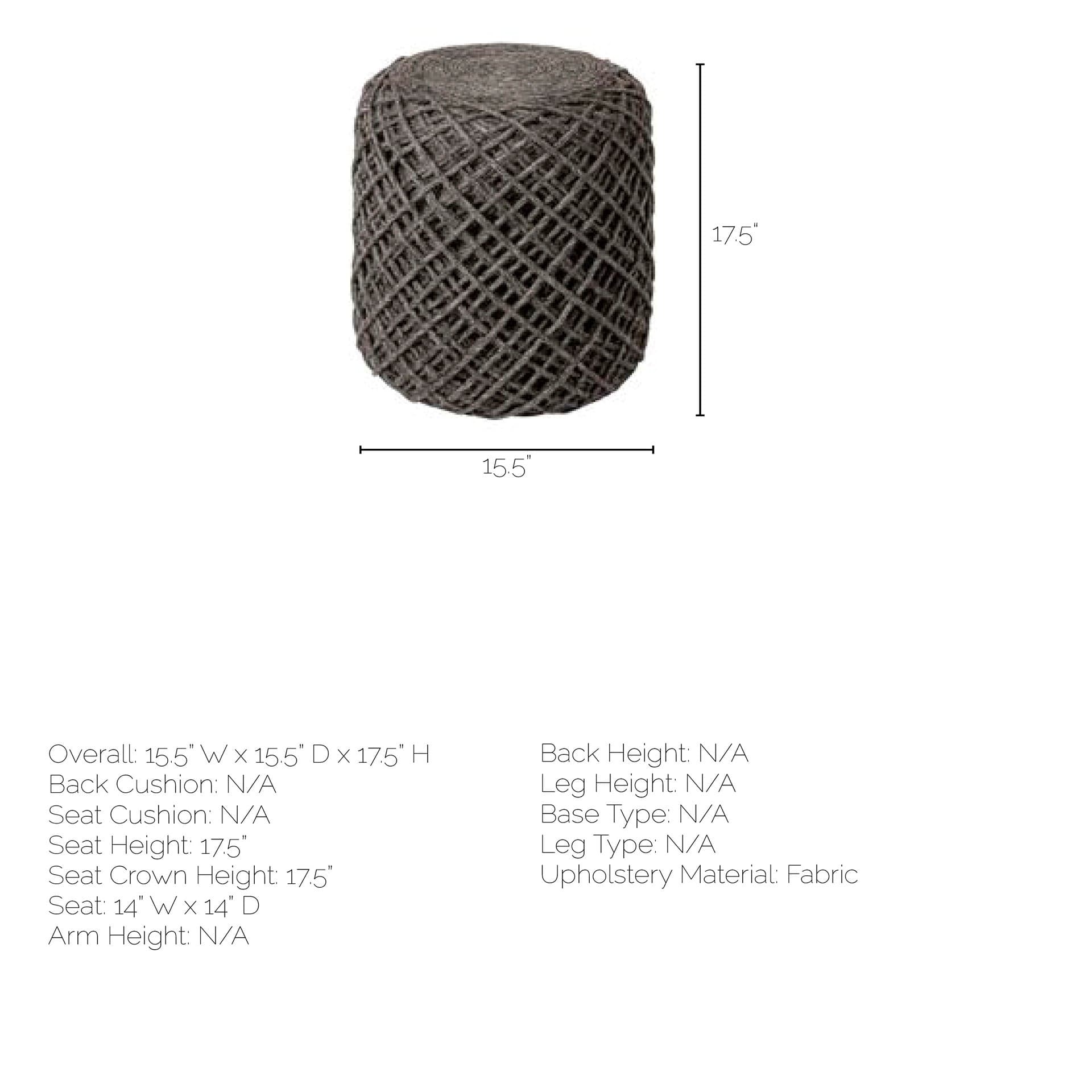 Allium Dark Gray Handwoven Wool Cylindrical Pouf — product photograph