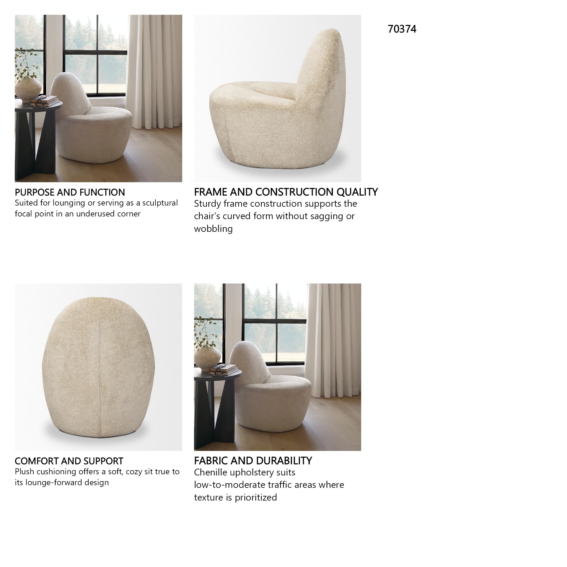 Beverly Beige Chenille Accent Chair — in a styled room