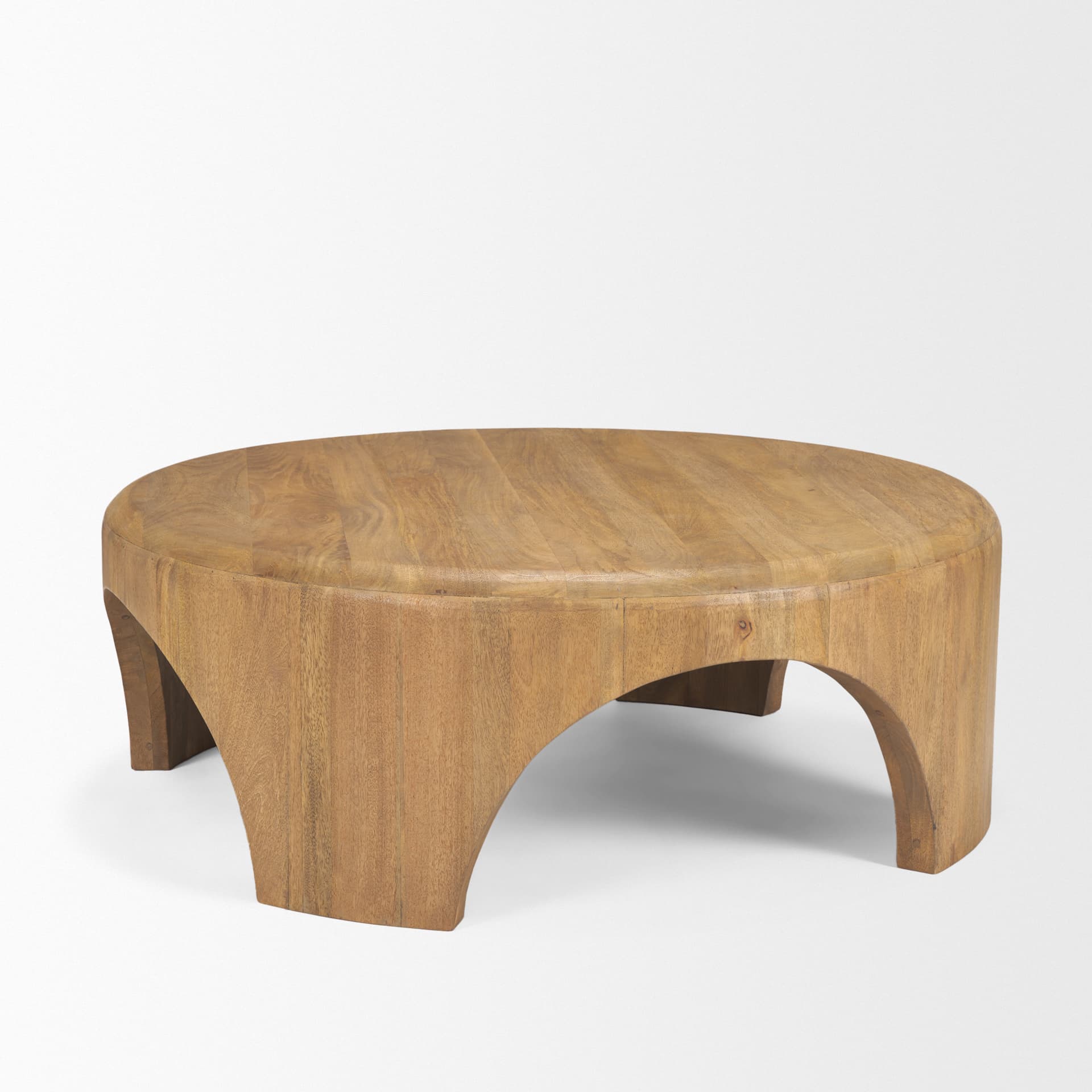 Shima Round Light Brown Wood W/Arched Legs Coffee Table — product photograph