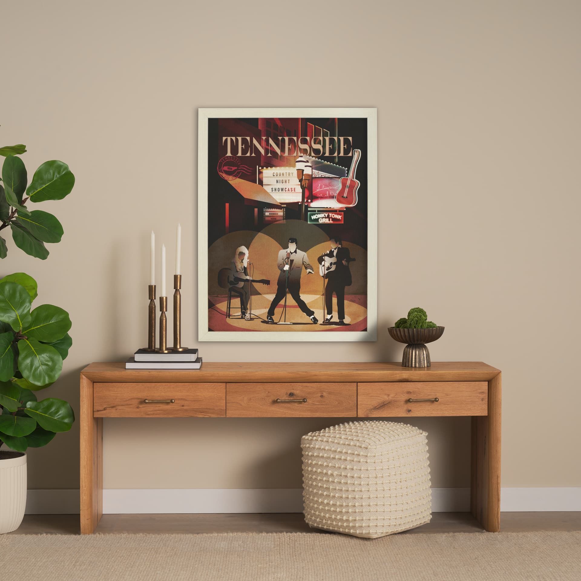 Tennessee Go USA (L) by Mercana Studio a Hand Embellished Decograph Framed Art Print — in a styled room